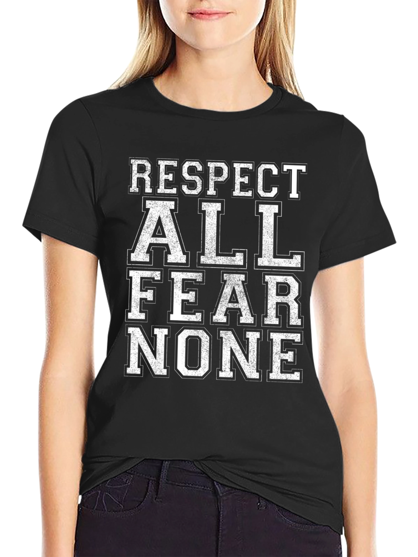 Black Respect All Fear None Graphic T-Shirt view 2
