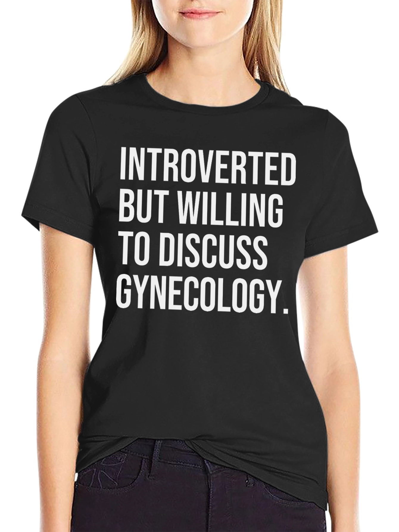 Black Introverted Gynecologist T-Shirt, Black Humor Tee view 2