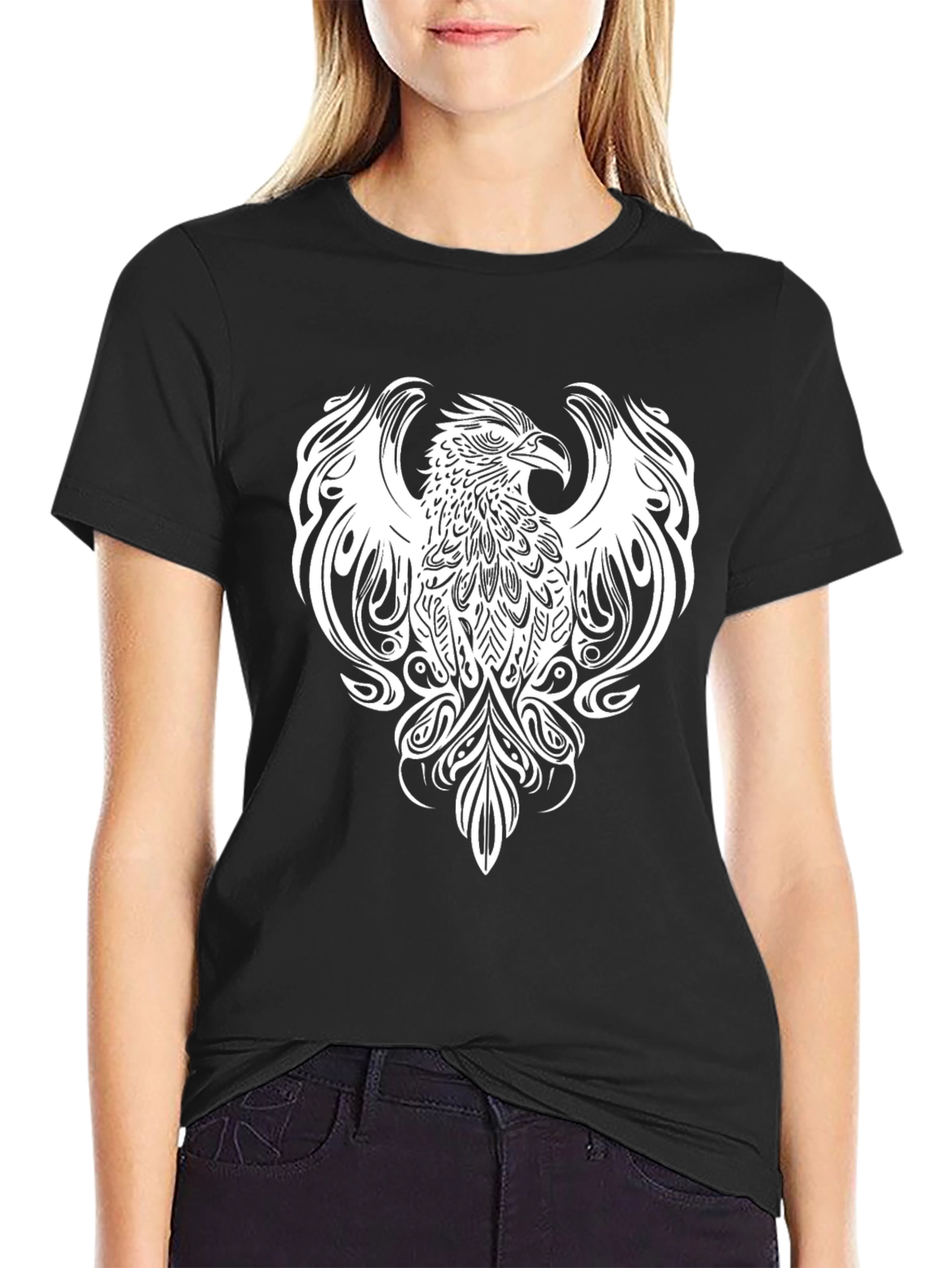 Black Phoenix Graphic Tee - Stylish Black Cotton Blend Shirt view 2