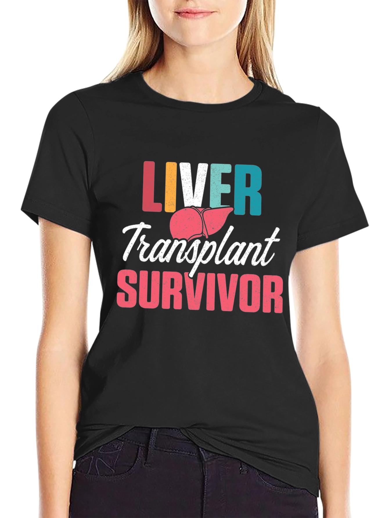 Black Liver Transplant Survivor Graphic Tee view 2