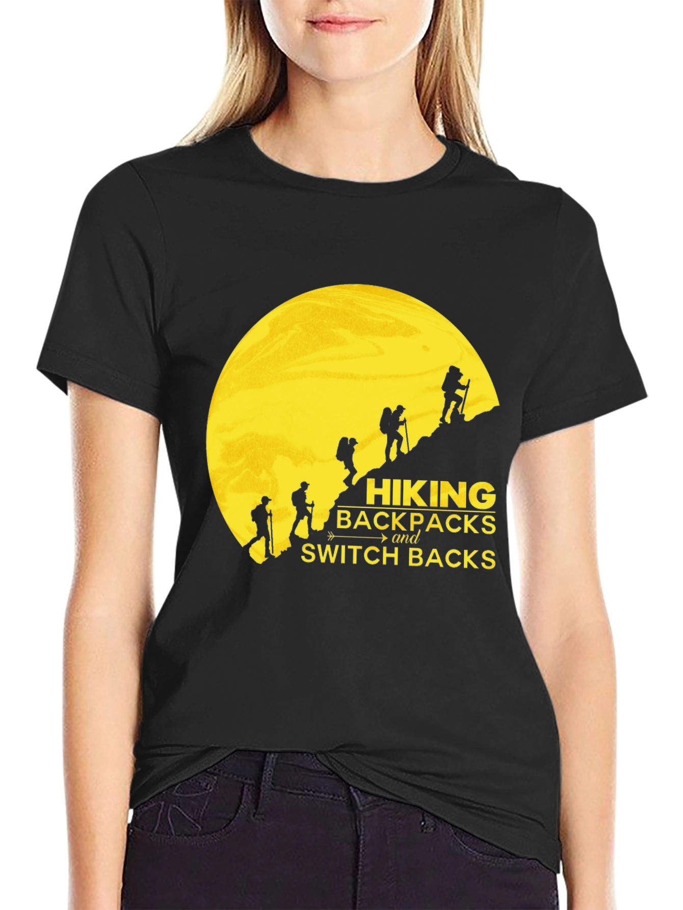 Black Hiking Backpacks and Switchbacks Black T-Shirt view 2
