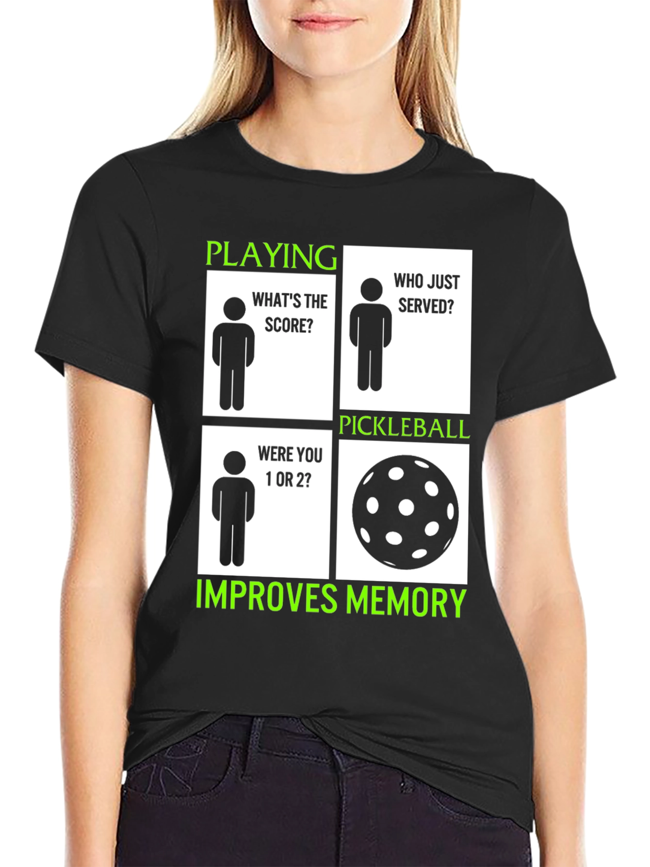 Black Pickleball Improves Memory T-Shirt view 2