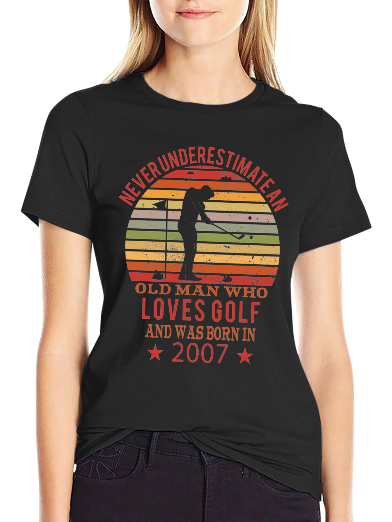 Black Golf Lover Birthday Year 2007 T-Shirt view 2