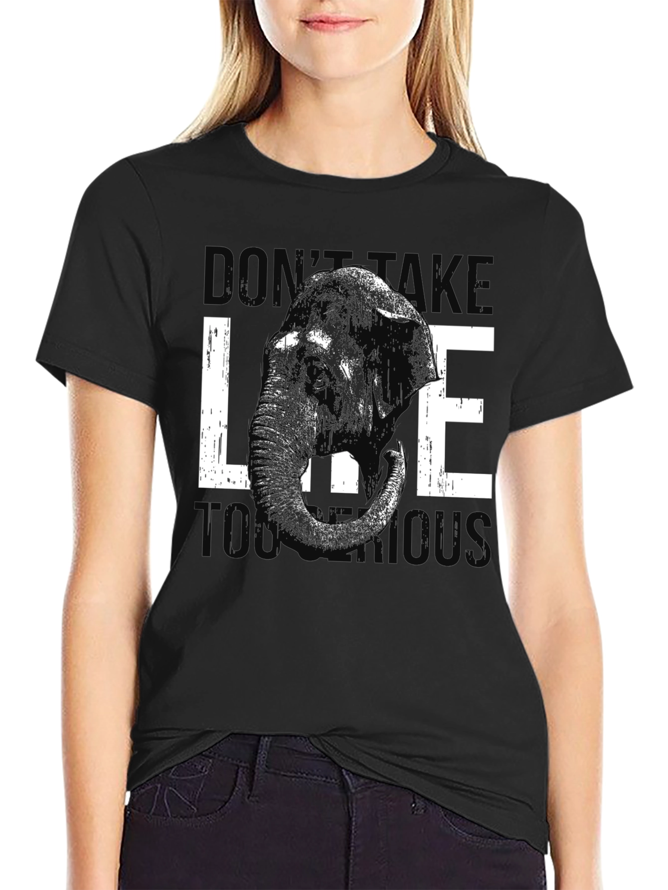 Black Elephant Graphic Tee - Don't Take Life Too Serious view 2