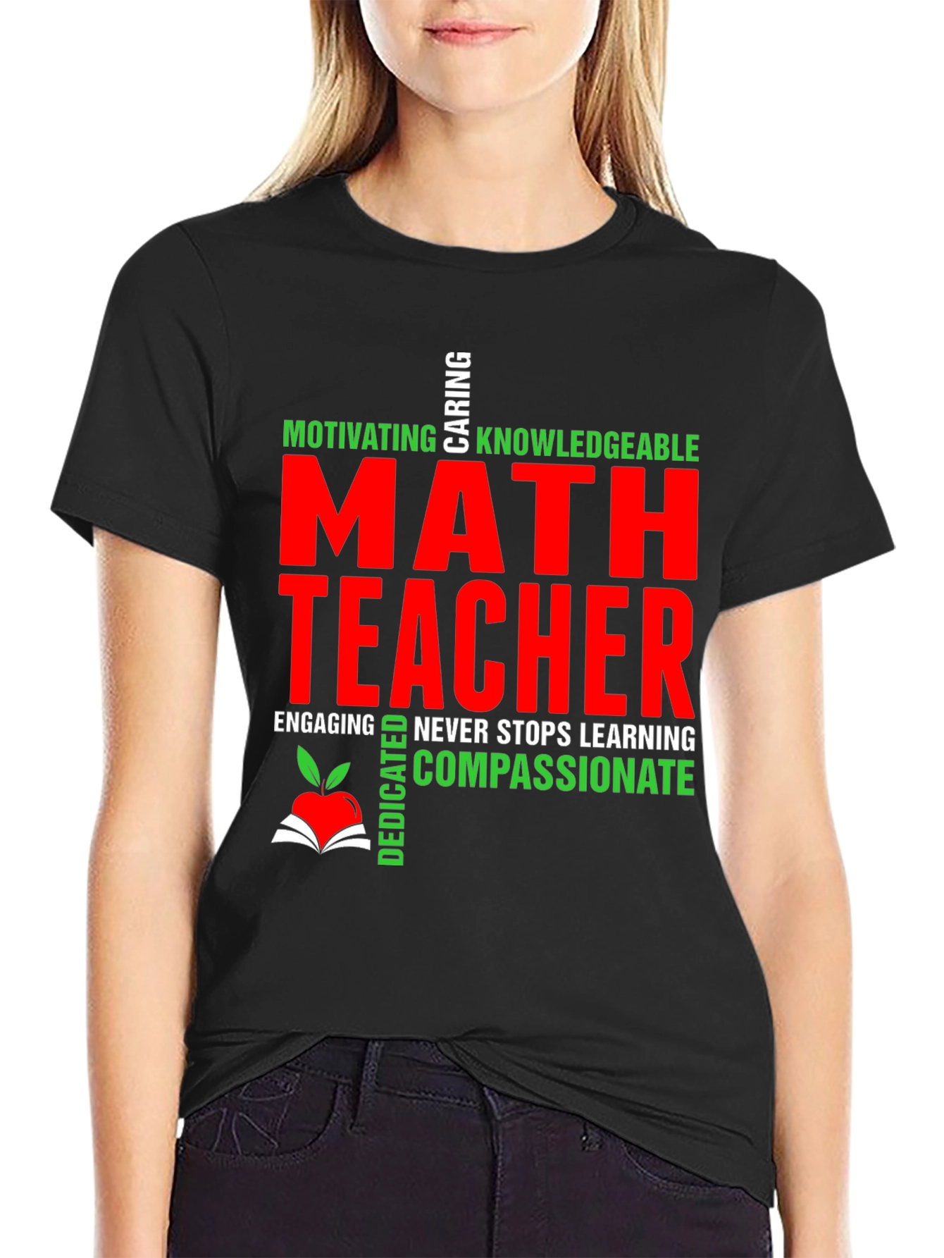 Black Math Teacher Graphic T-Shirt view 2