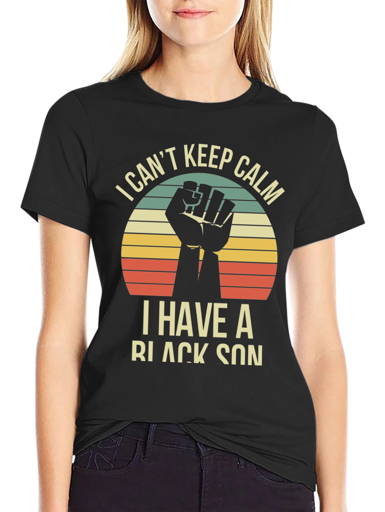 Black I Can't Keep Calm I Have a Black Son T-Shirt view 2