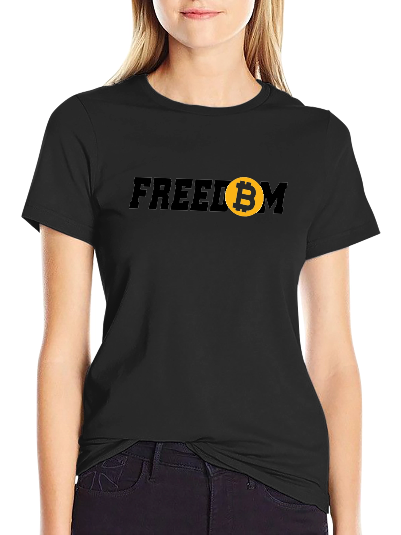 Black Freedom Bitcoin Graphic Tee - Crypto Fashion view 2