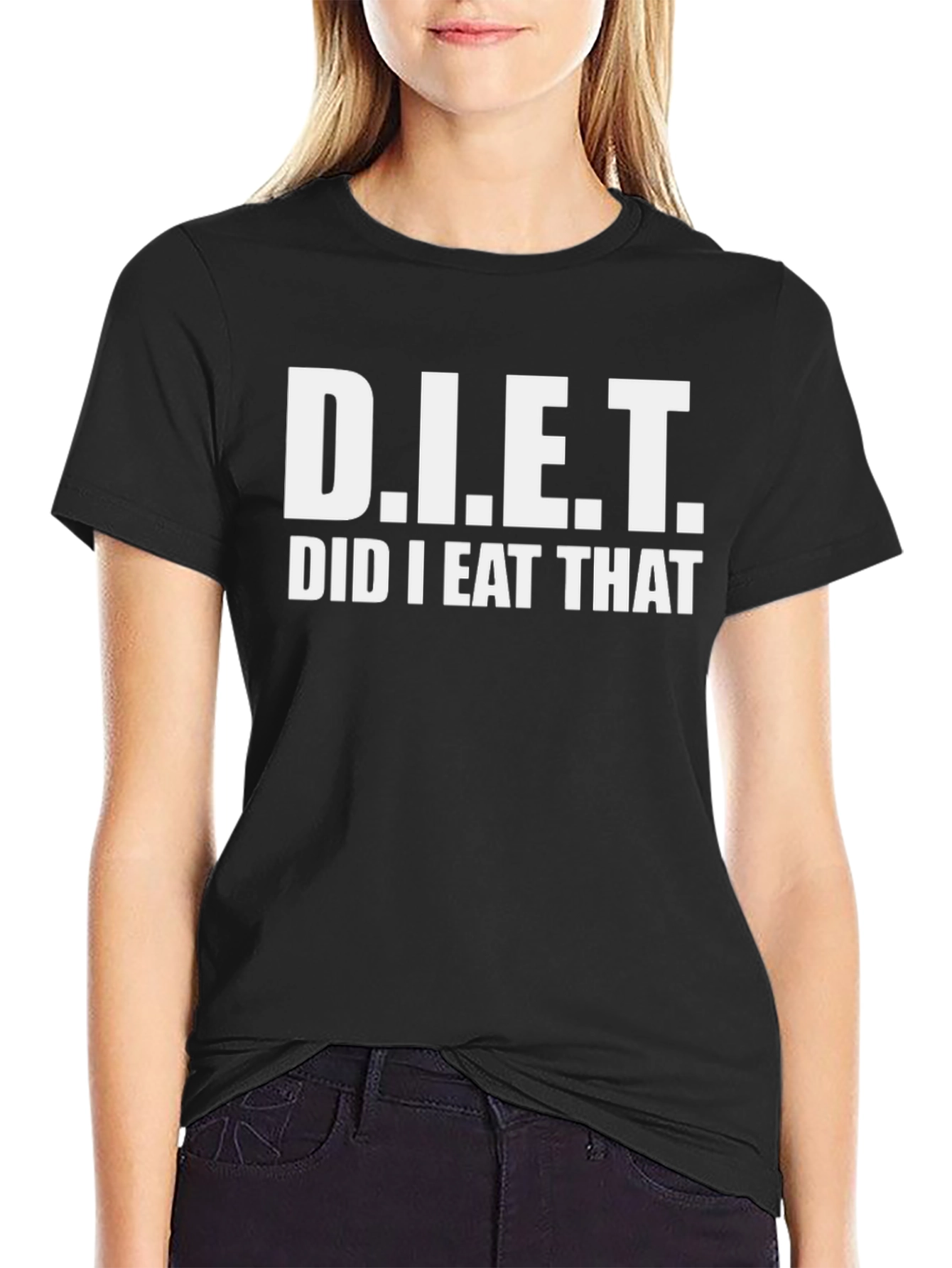 Black Funny Diet T-Shirt - "Did I Eat That?" Tee view 2