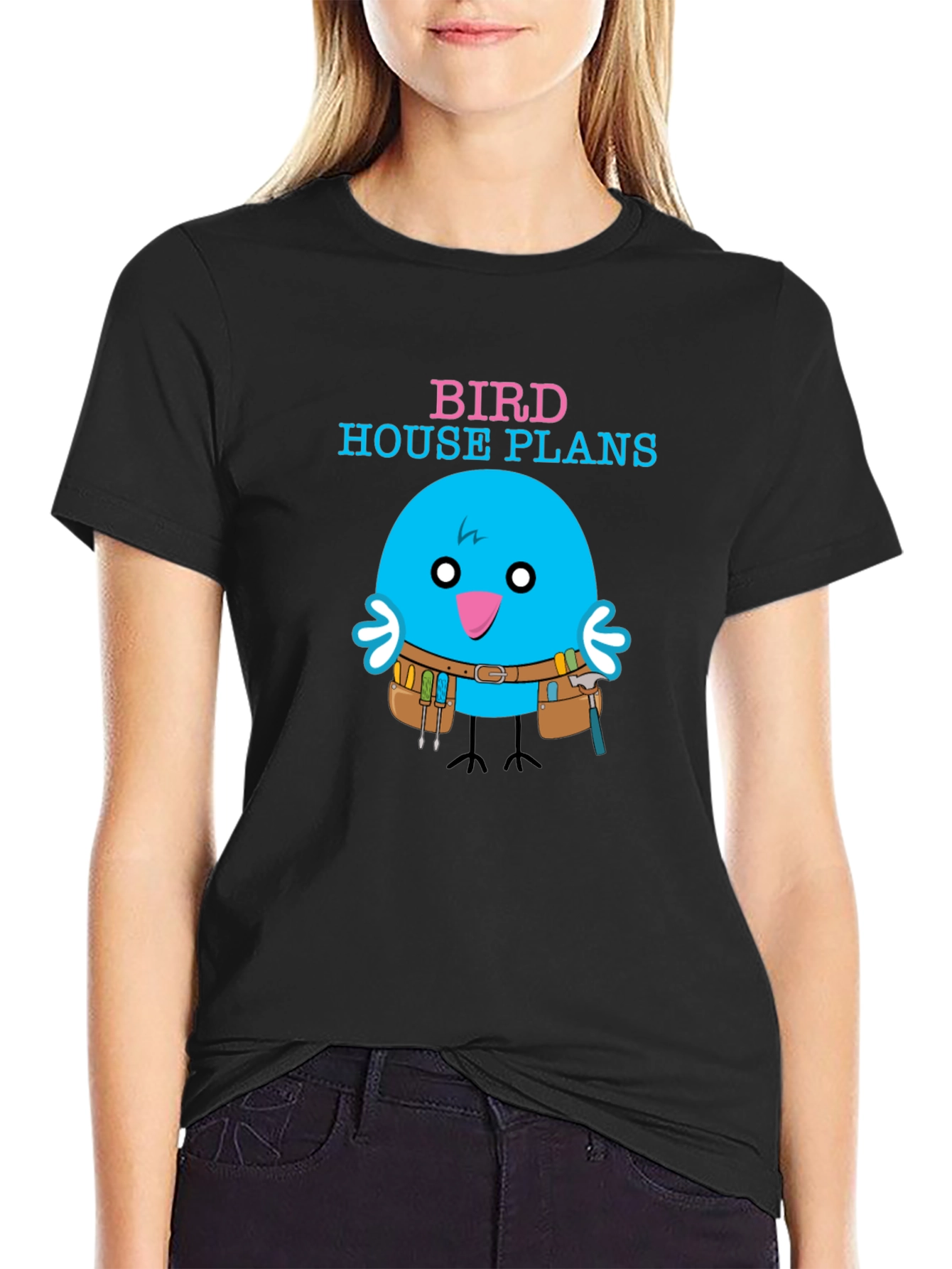 Black Bird House Plans Graphic T-Shirt view 2