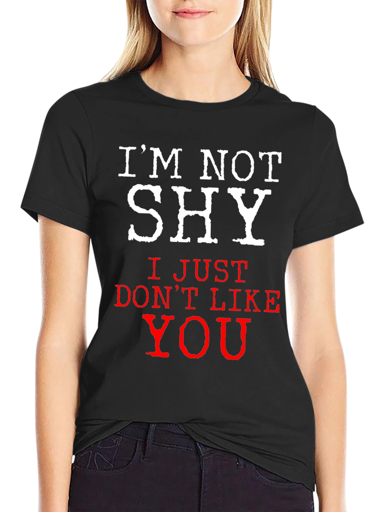 Black I'm Not Shy Funny Graphic T-Shirt view 2