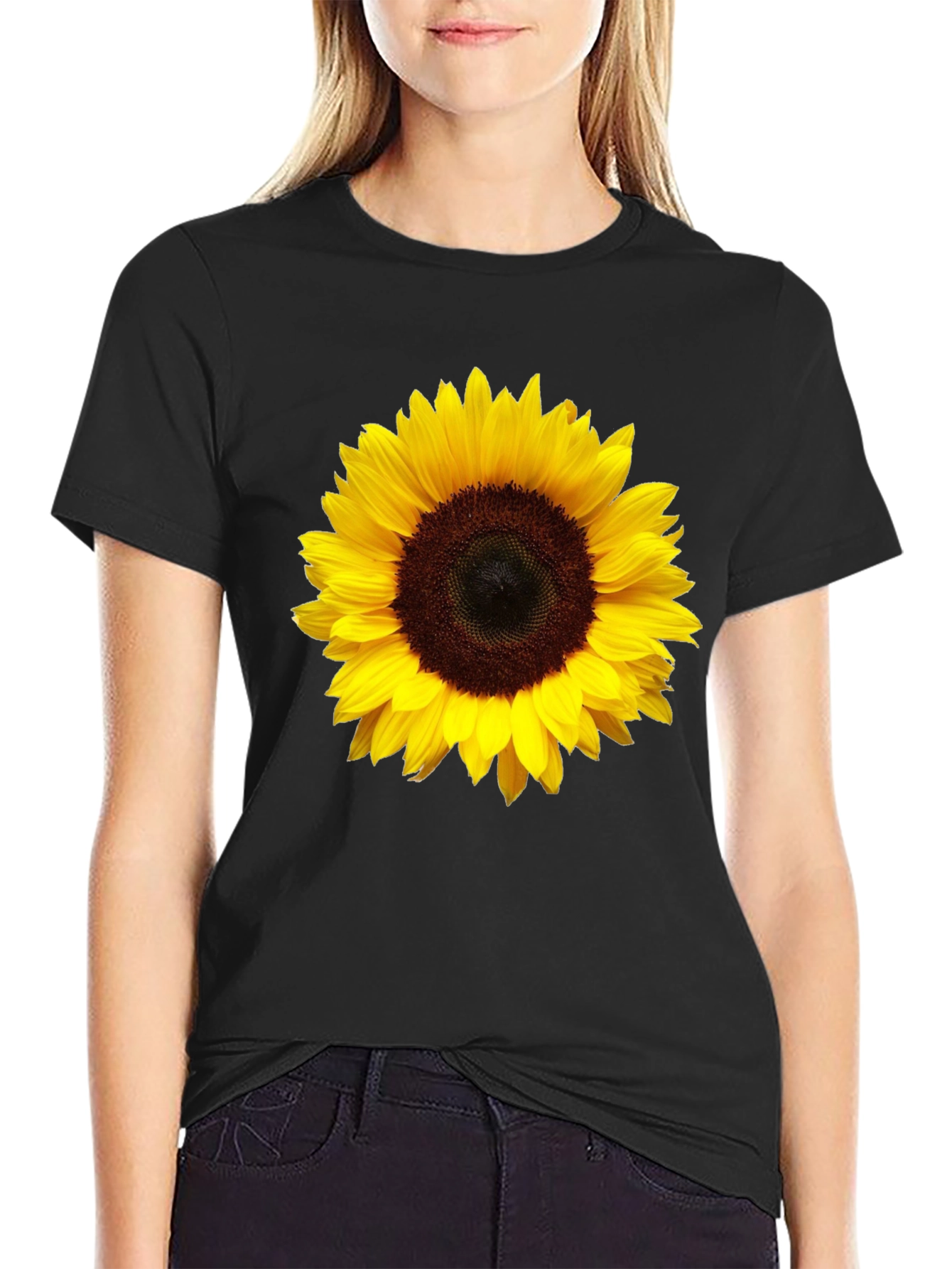 Black Sunflower Graphic Print Black T-Shirt view 2