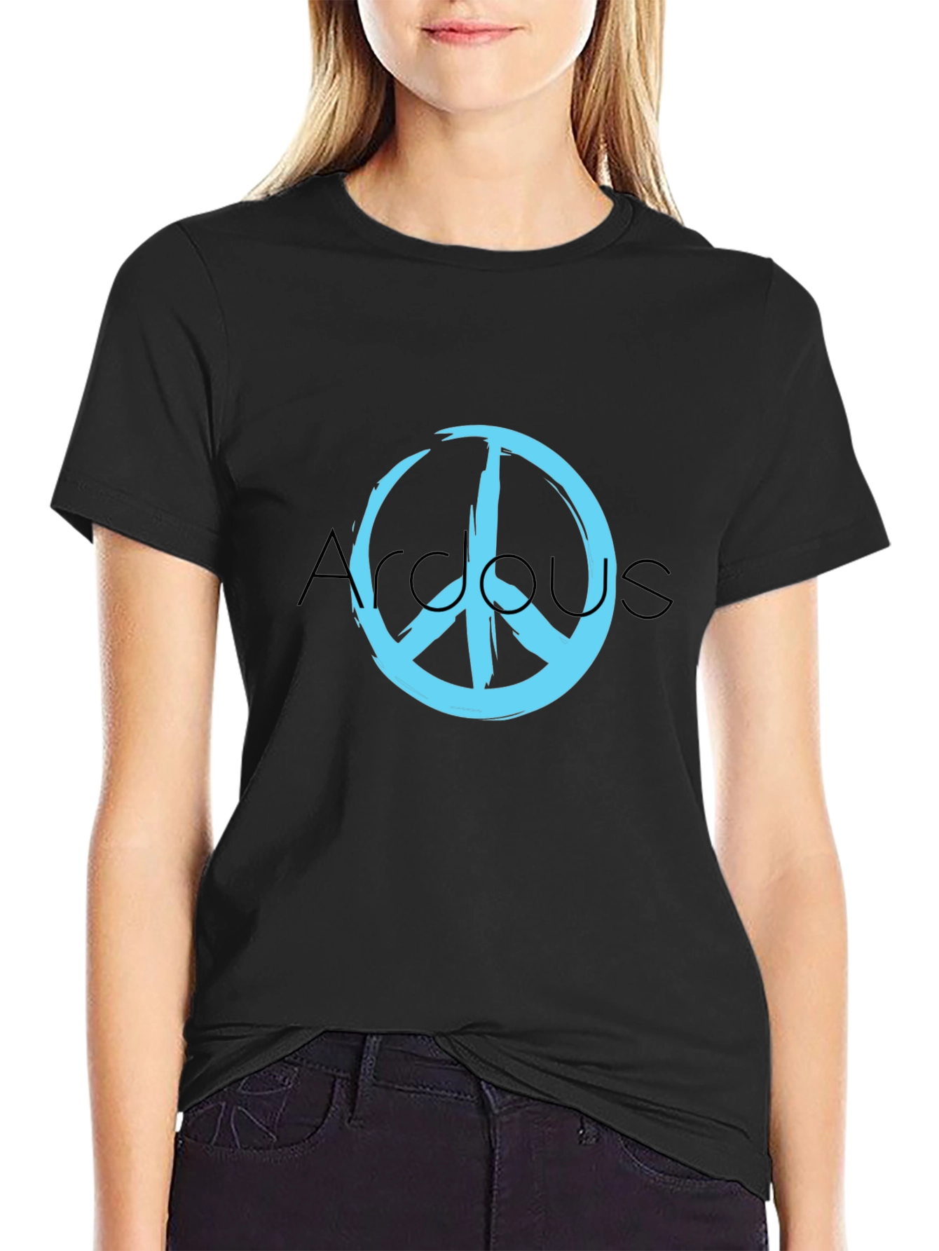 Black Peace Sign Graphic Tee - Stylish Casual Wear view 2