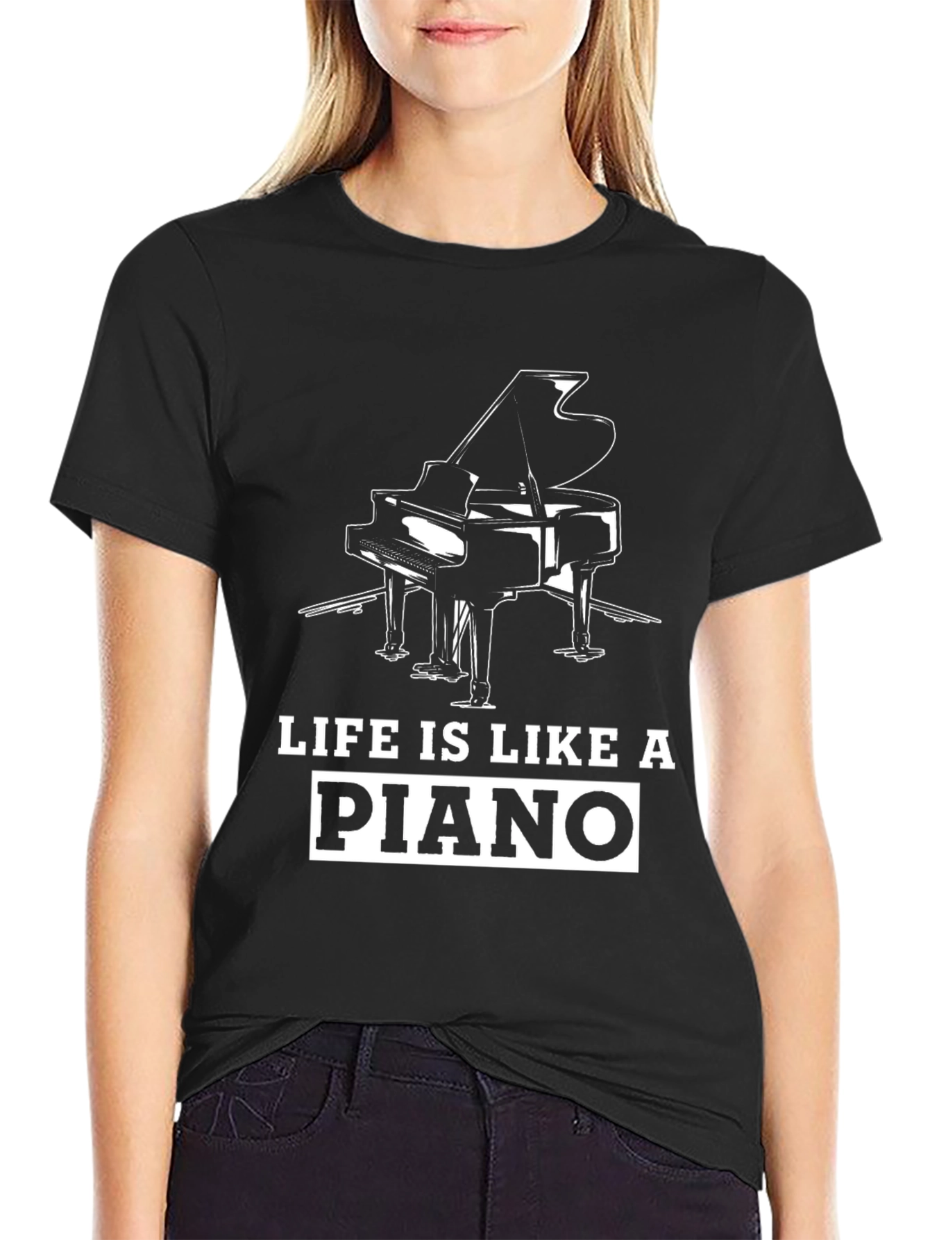 Black Life is Like a Piano Graphic Tee view 2