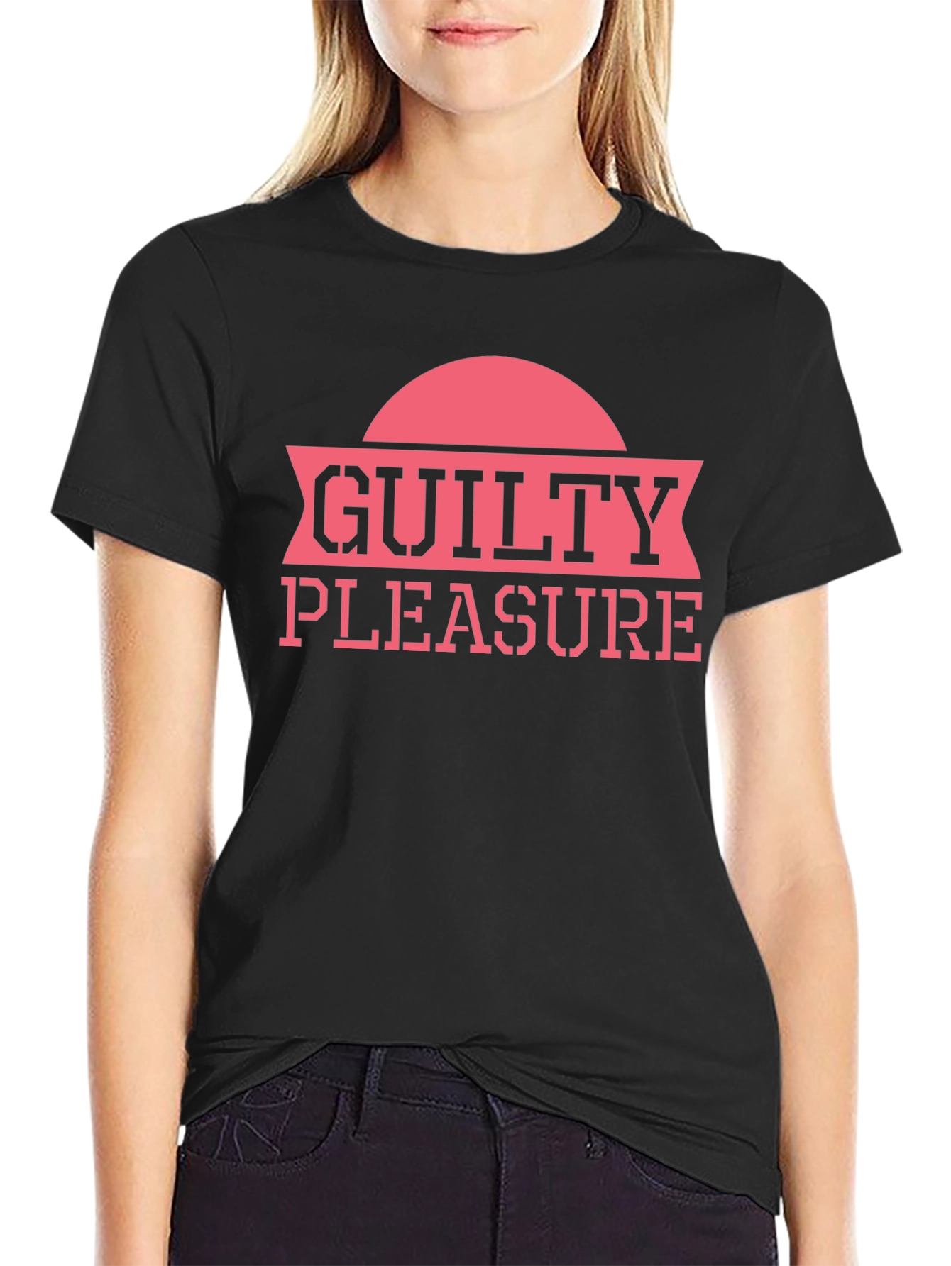 Black Guilty Pleasure Graphic Tee - Black Cotton T-Shirt view 2