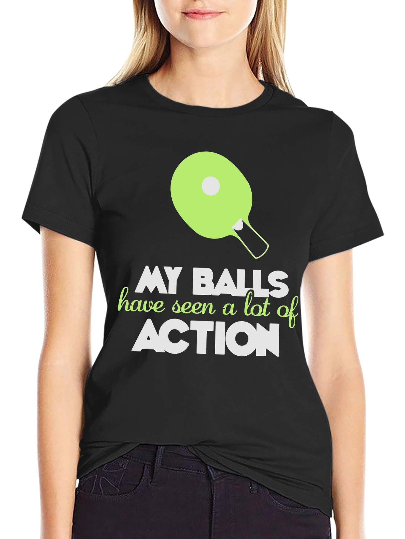 Black My Balls Have Seen Action Funny T-Shirt view 2