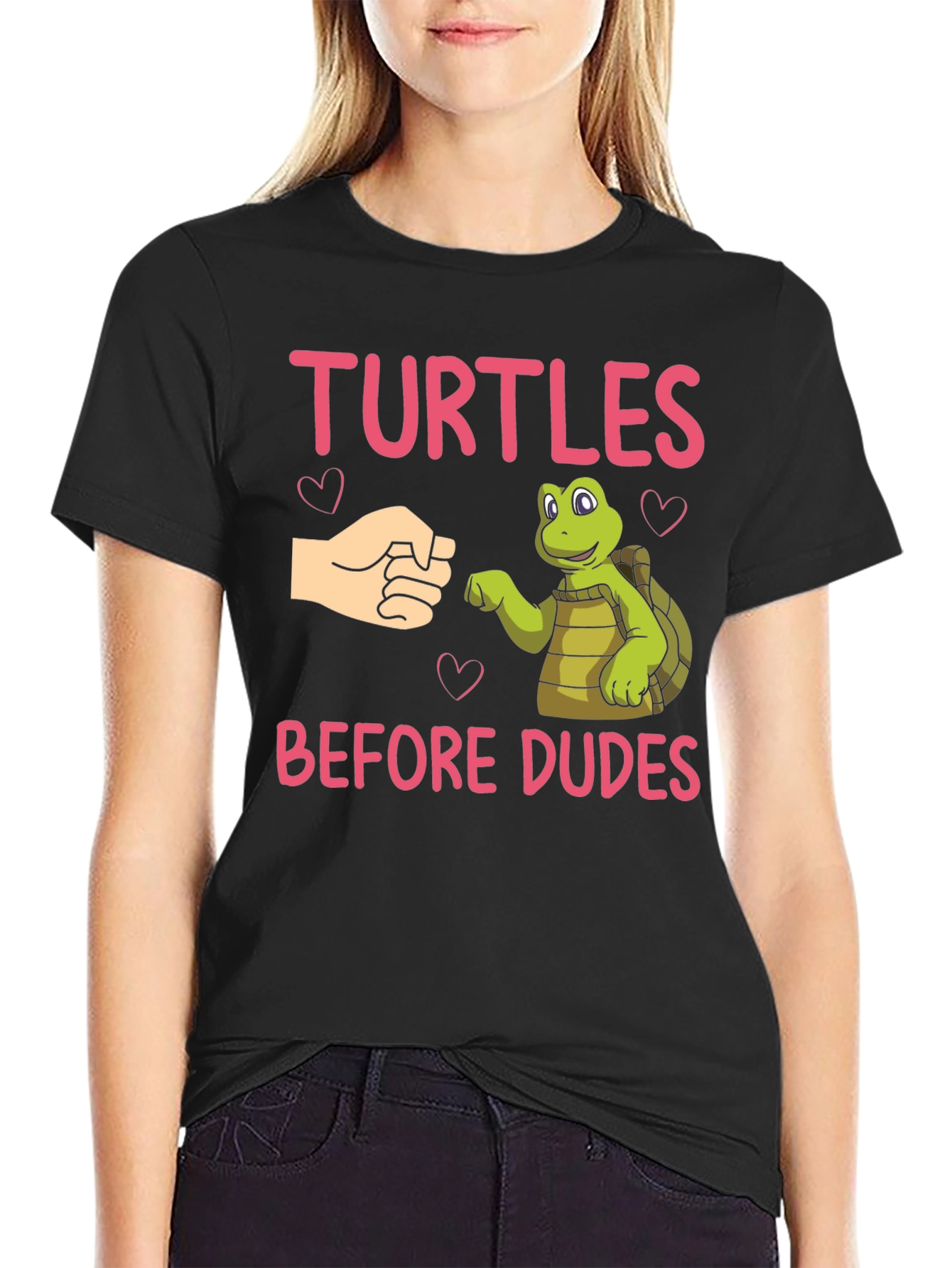Black Turtles Before Dudes Black T-Shirt view 2