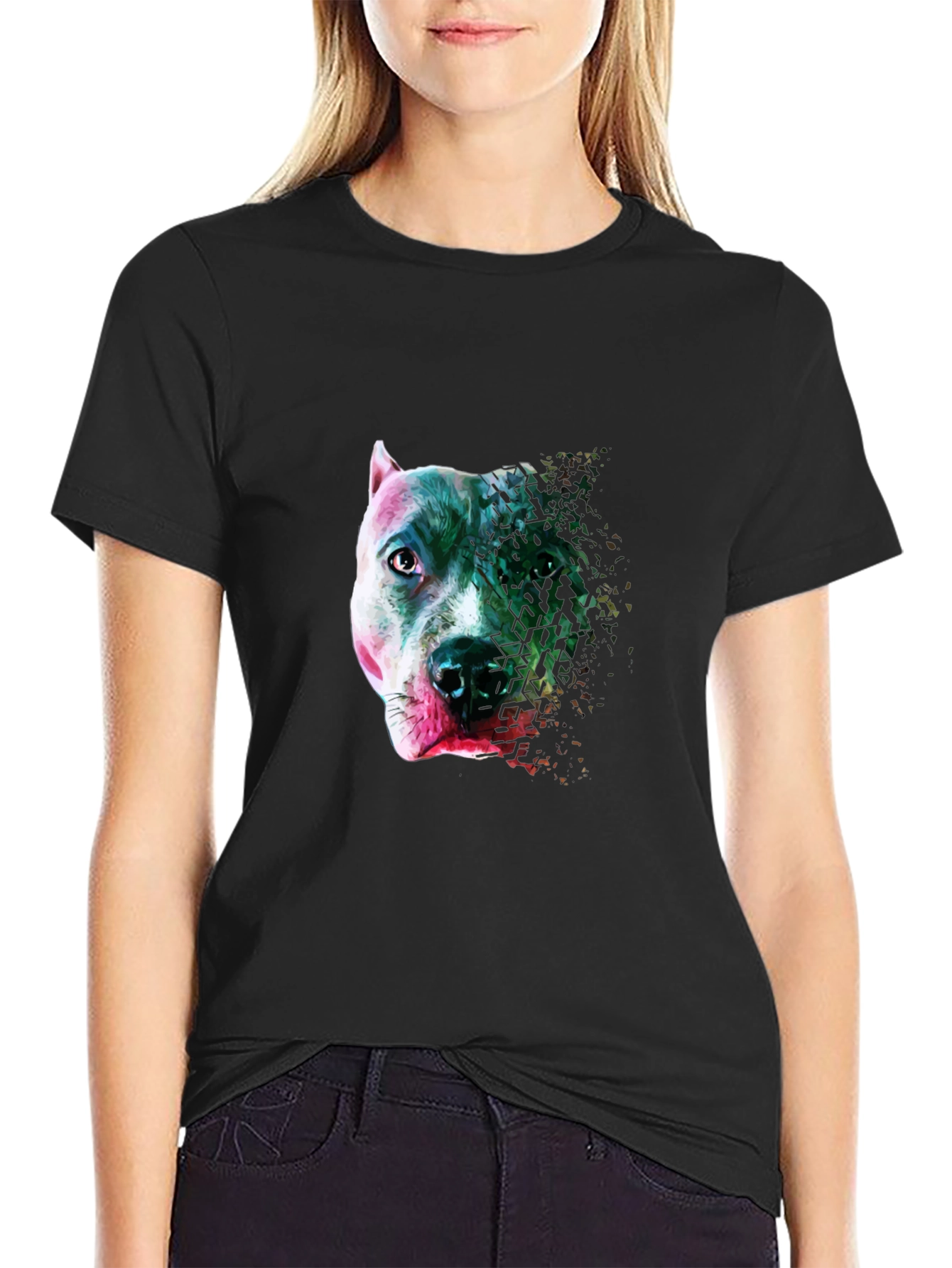 Black Pitbull Head Graphic T-Shirt - Stylish Men's Tee view 2