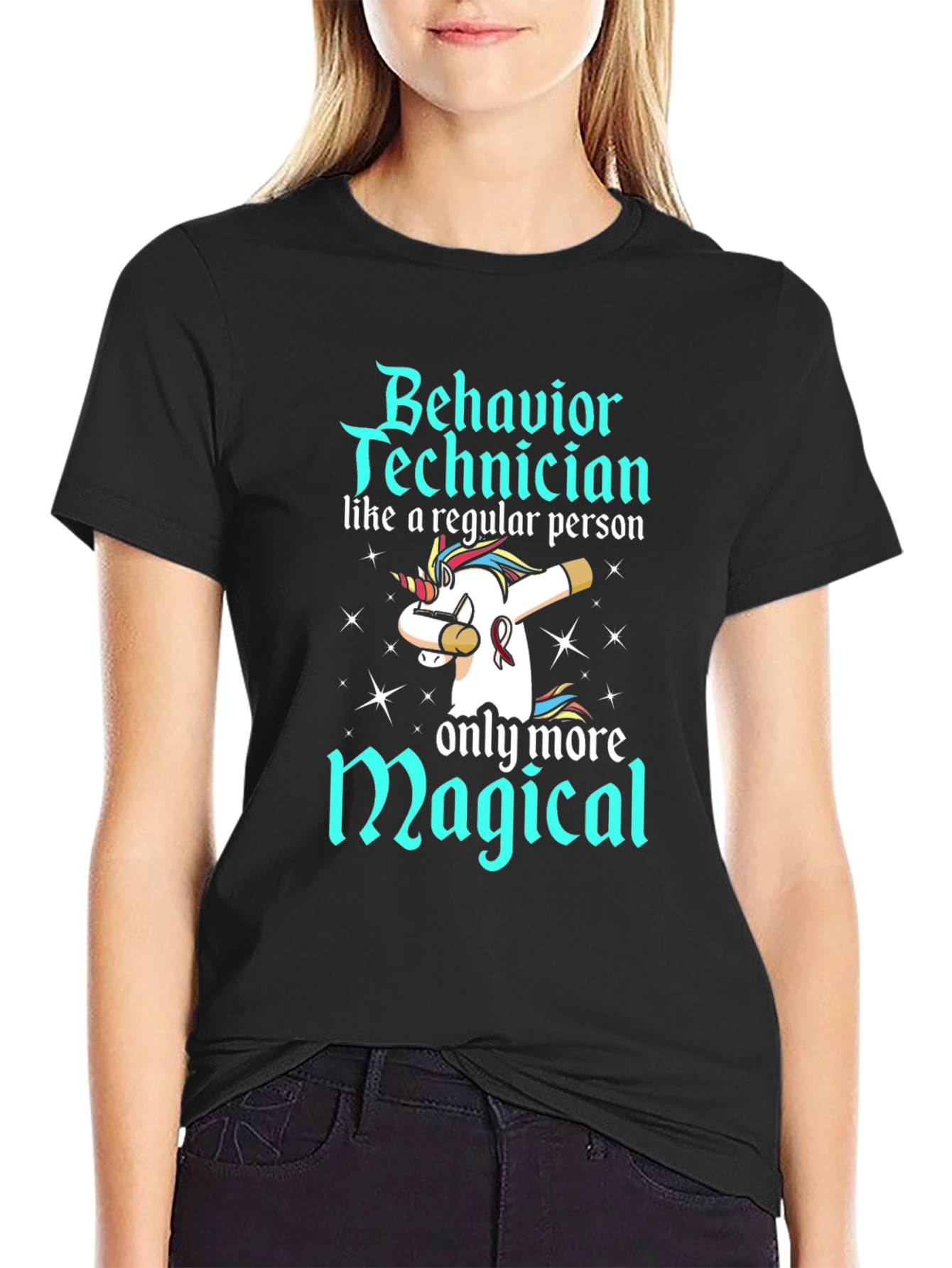 Black Magical Behavior Technician T-Shirt view 2