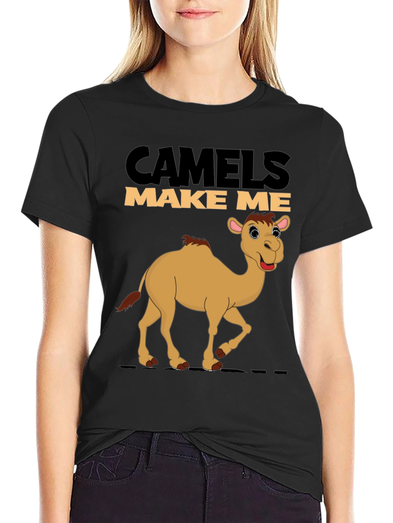 Black Camels Make Me Smile Black T-Shirt view 2