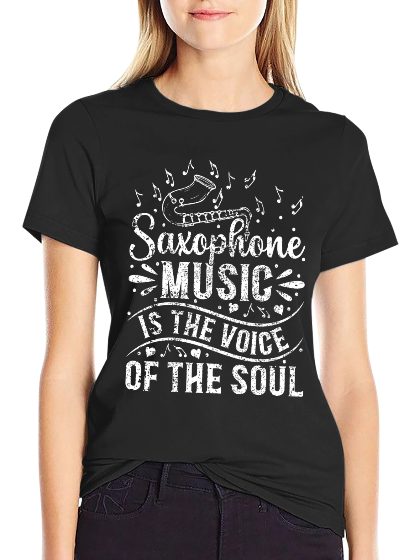 Black Saxophone Music Soul T-Shirt view 2