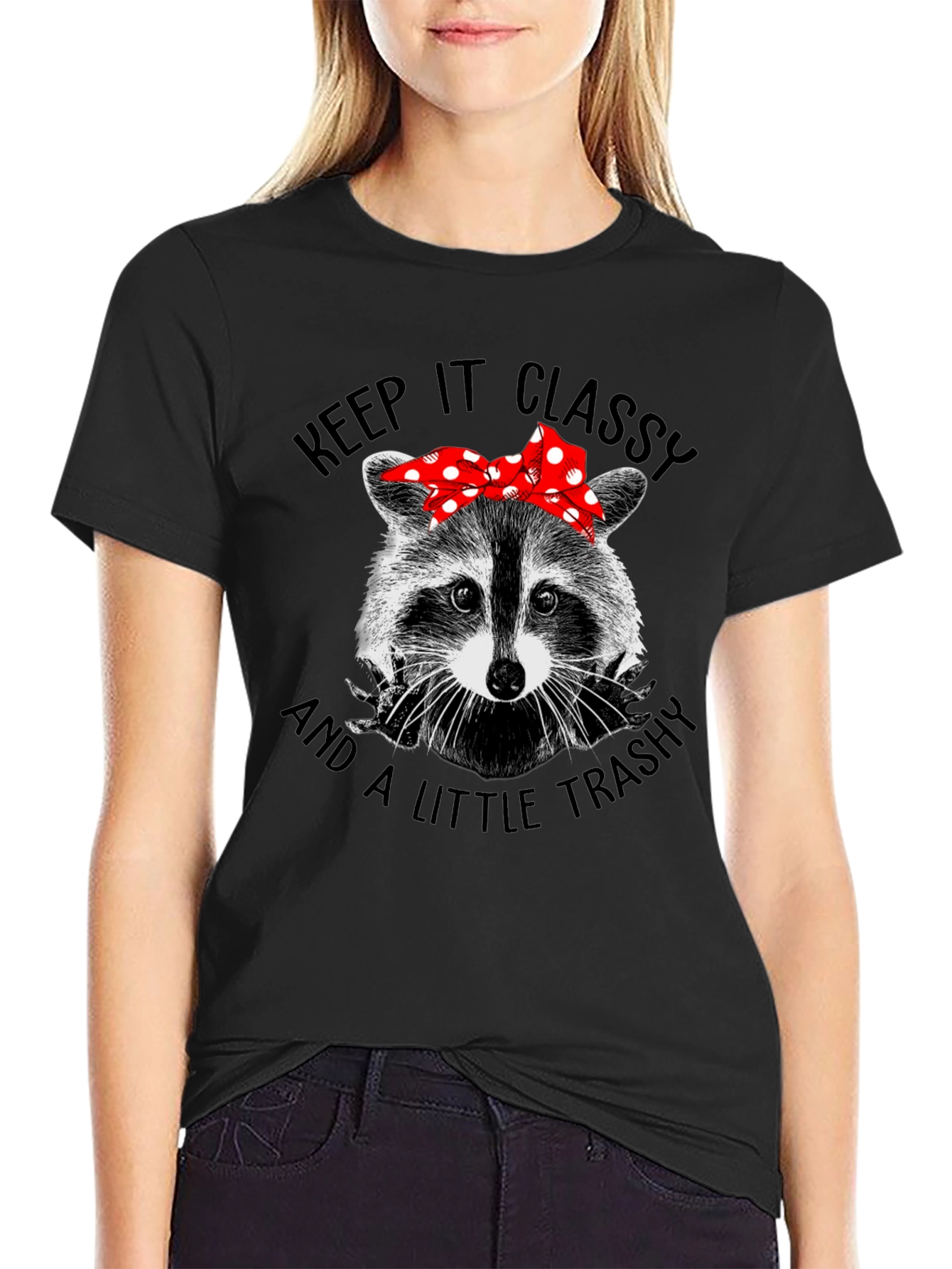 Black Classy Trashy Raccoon Graphic Tee view 2