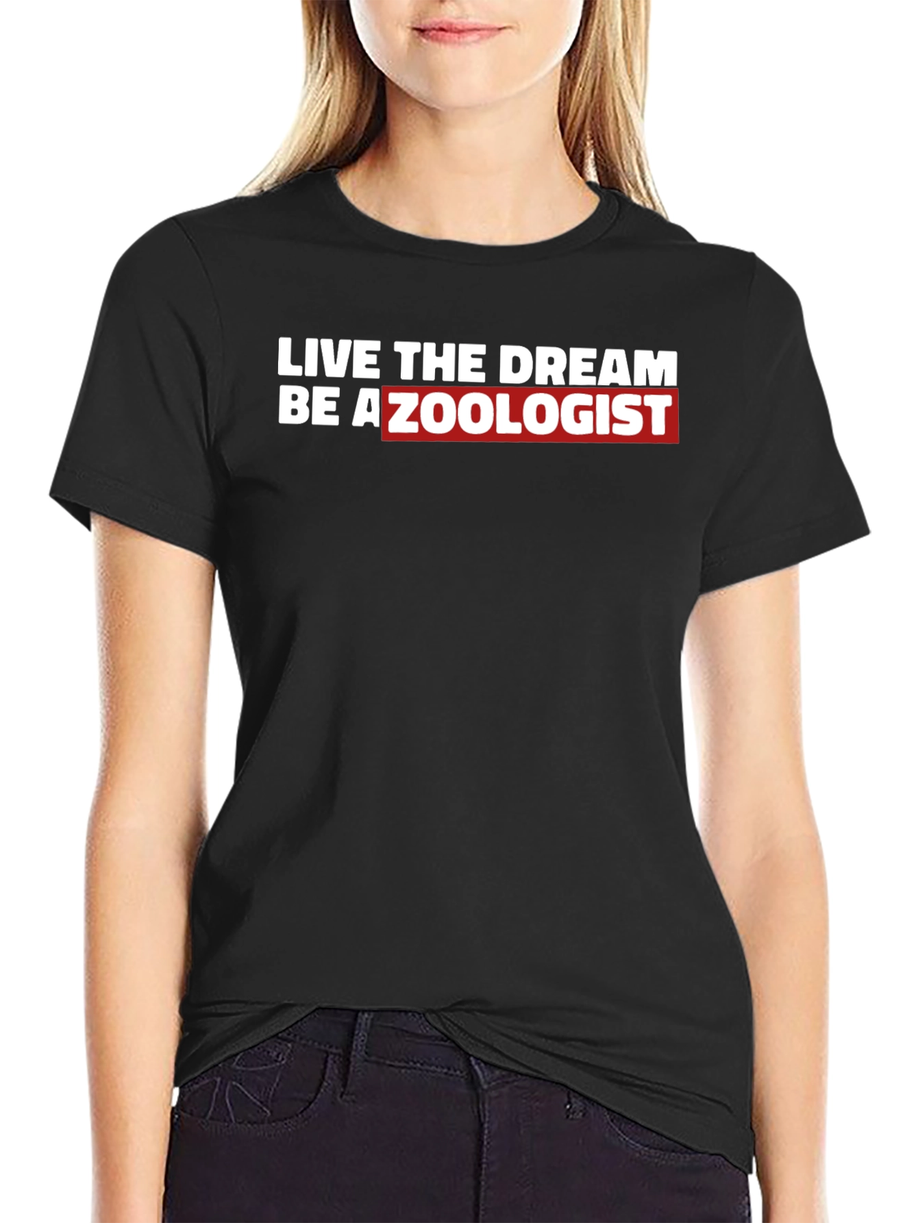 Black Live The Dream Be A Zoologist T-Shirt view 2