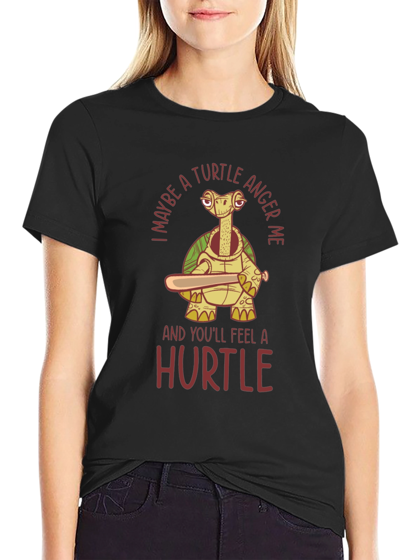 Black Turtle Anger Funny Graphic T-Shirt view 2