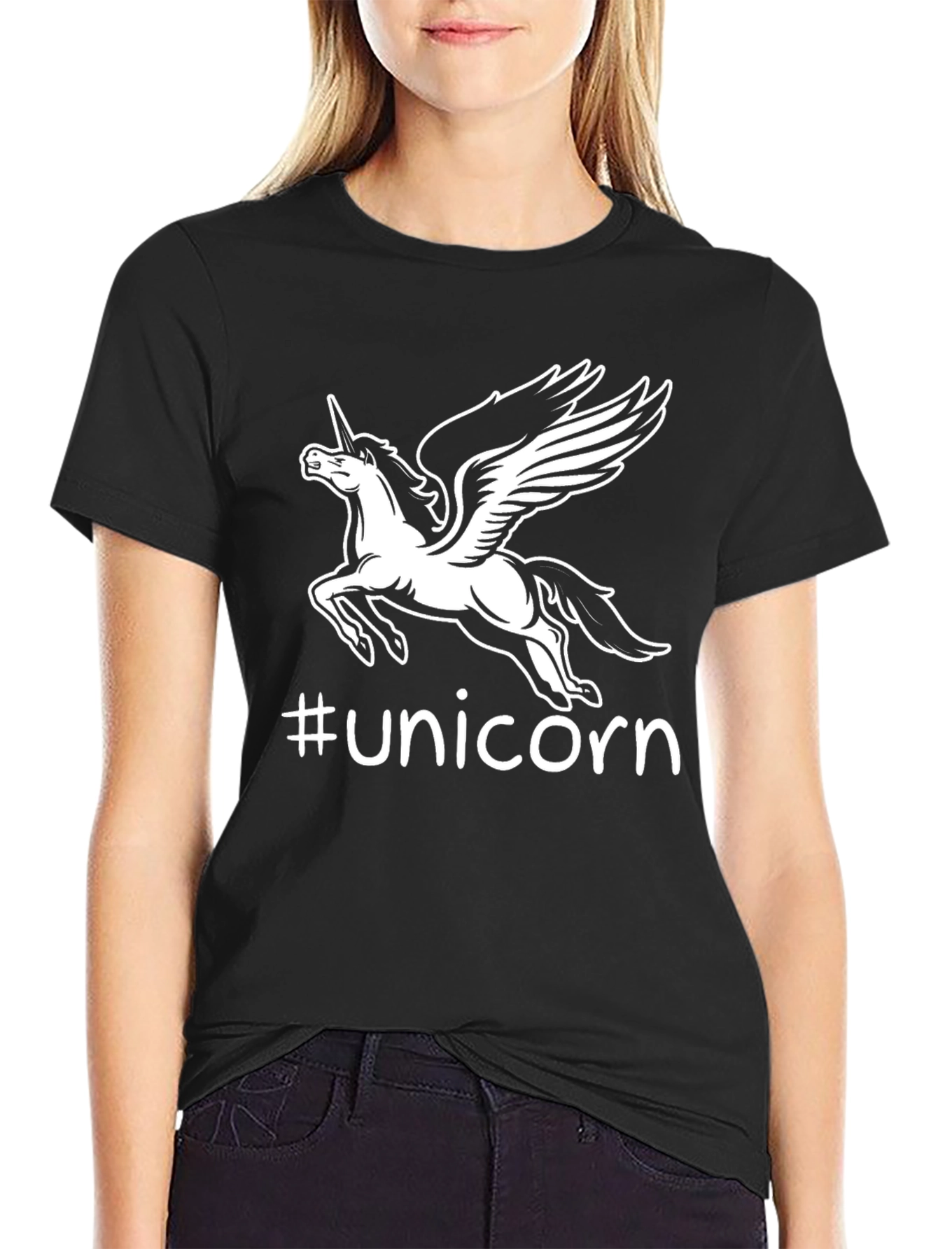 Black Unicorn Graphic Tee - Black Cotton Blend view 2
