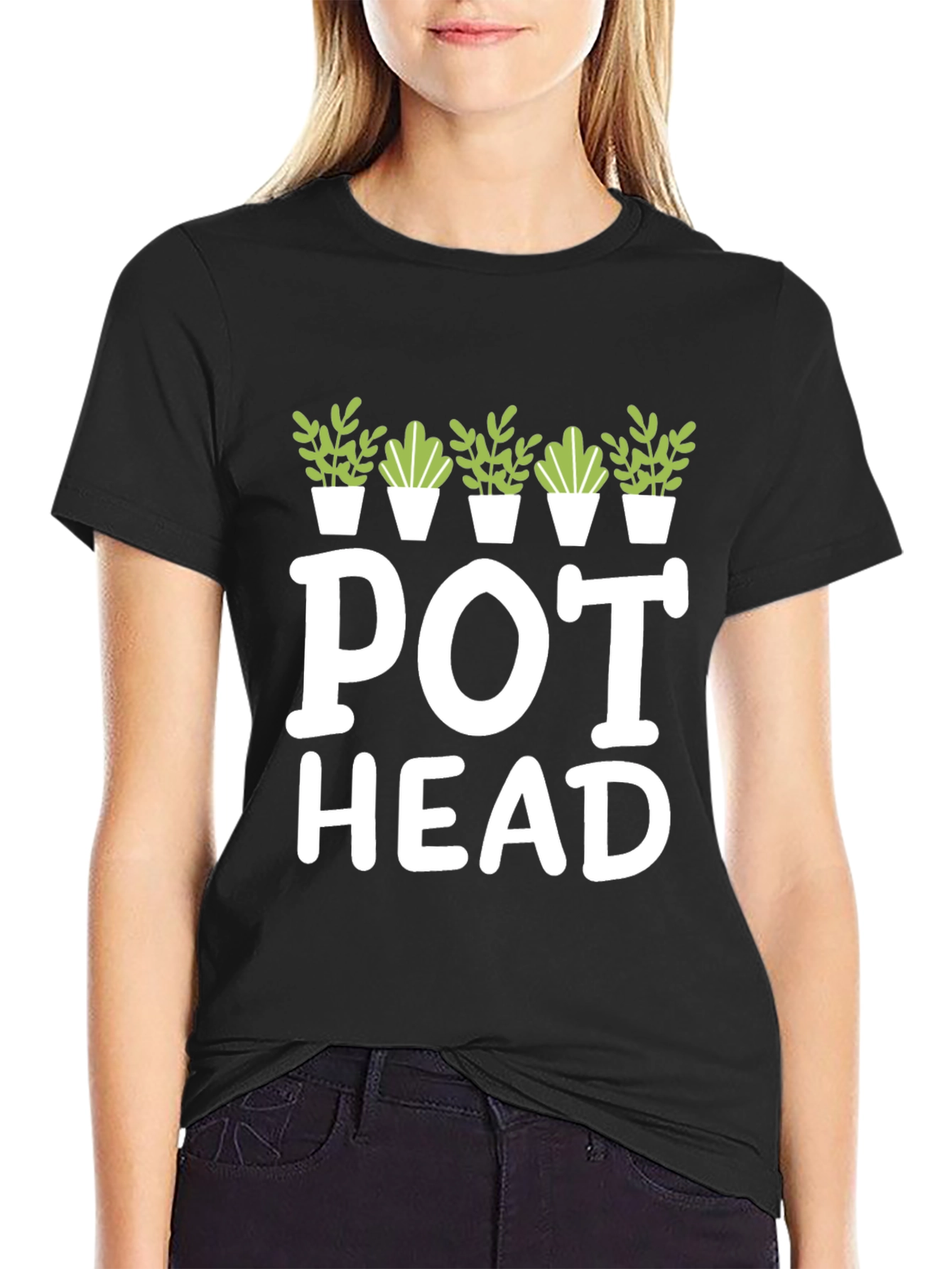 Black Pot Head Graphic Tee - Gardening Lover T-Shirt view 2