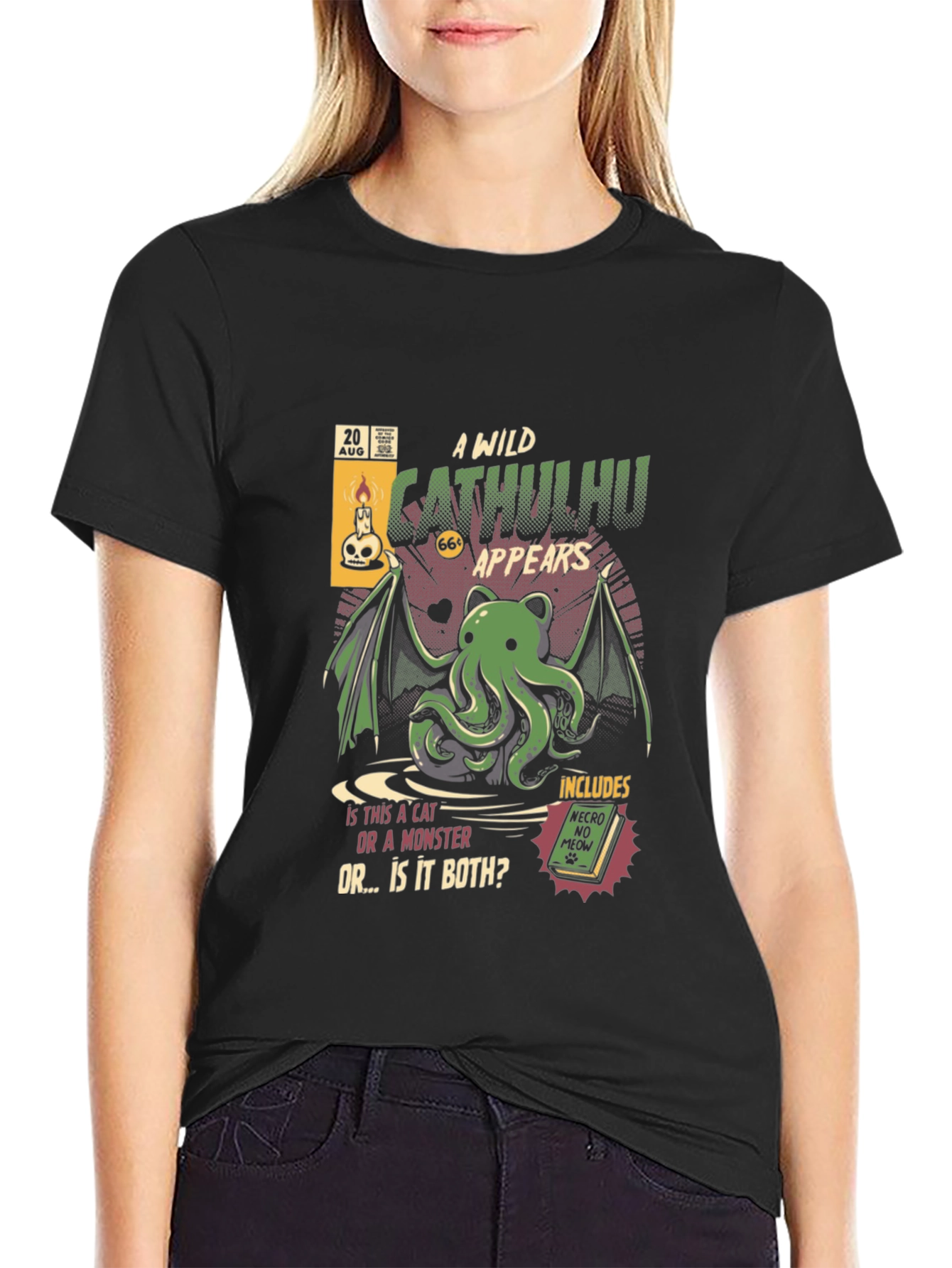 Black Wild Cathulhu T-Shirt - Cat or Monster? view 2