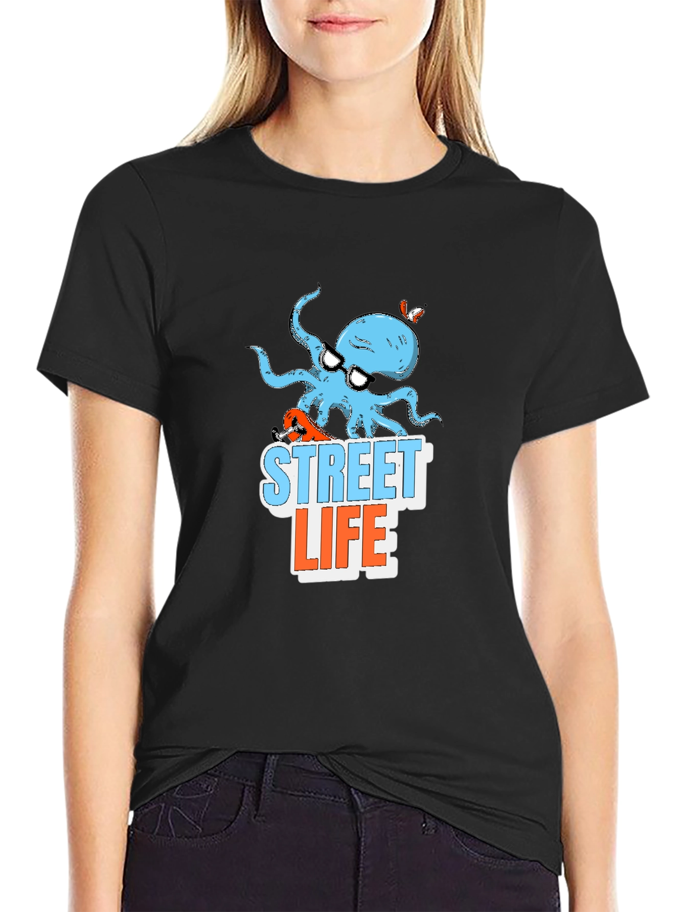 Black Street Life Octopus Graphic T-Shirt view 2