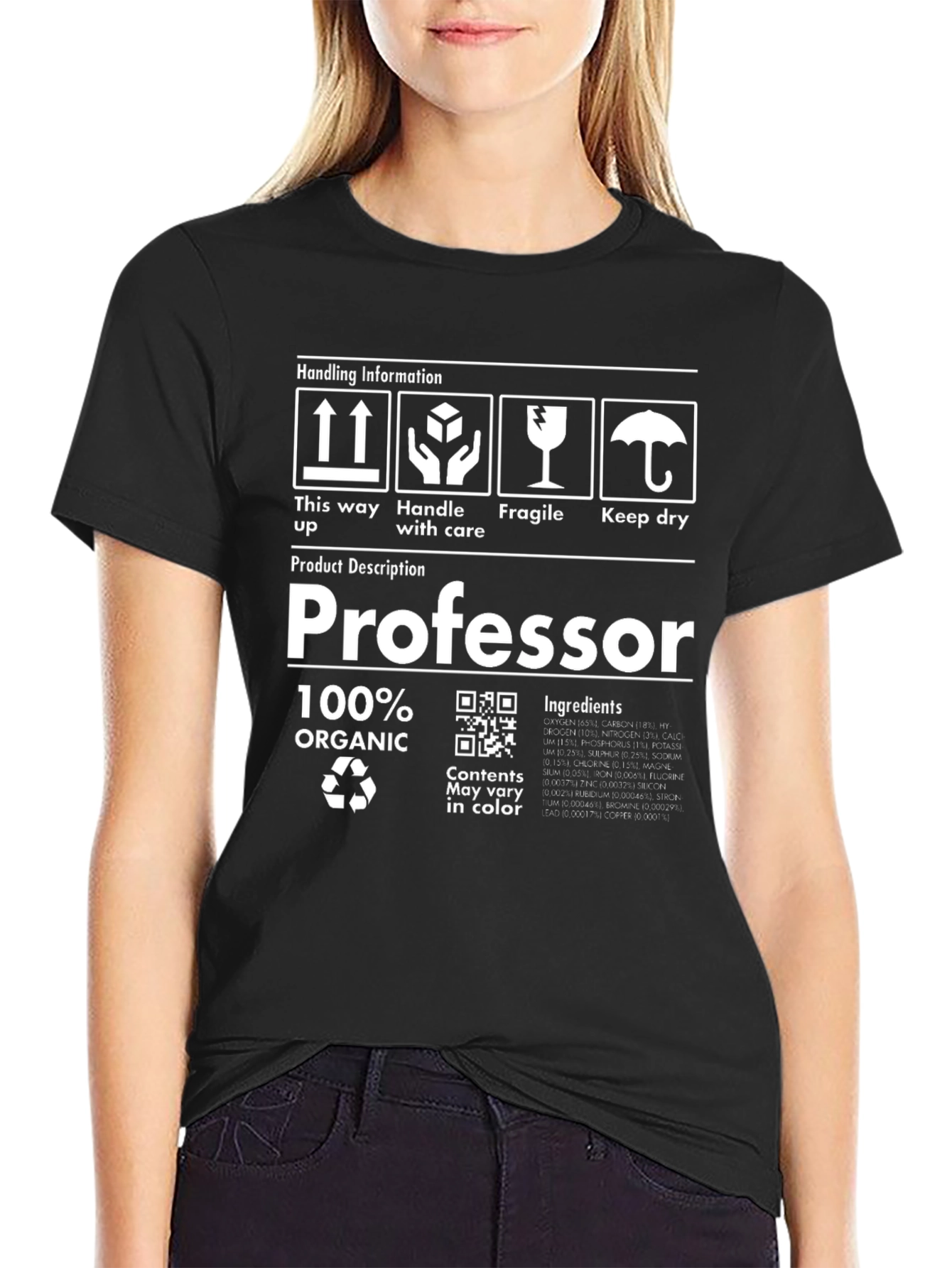 Black Professor 100% Organic Novelty T-Shirt view 2