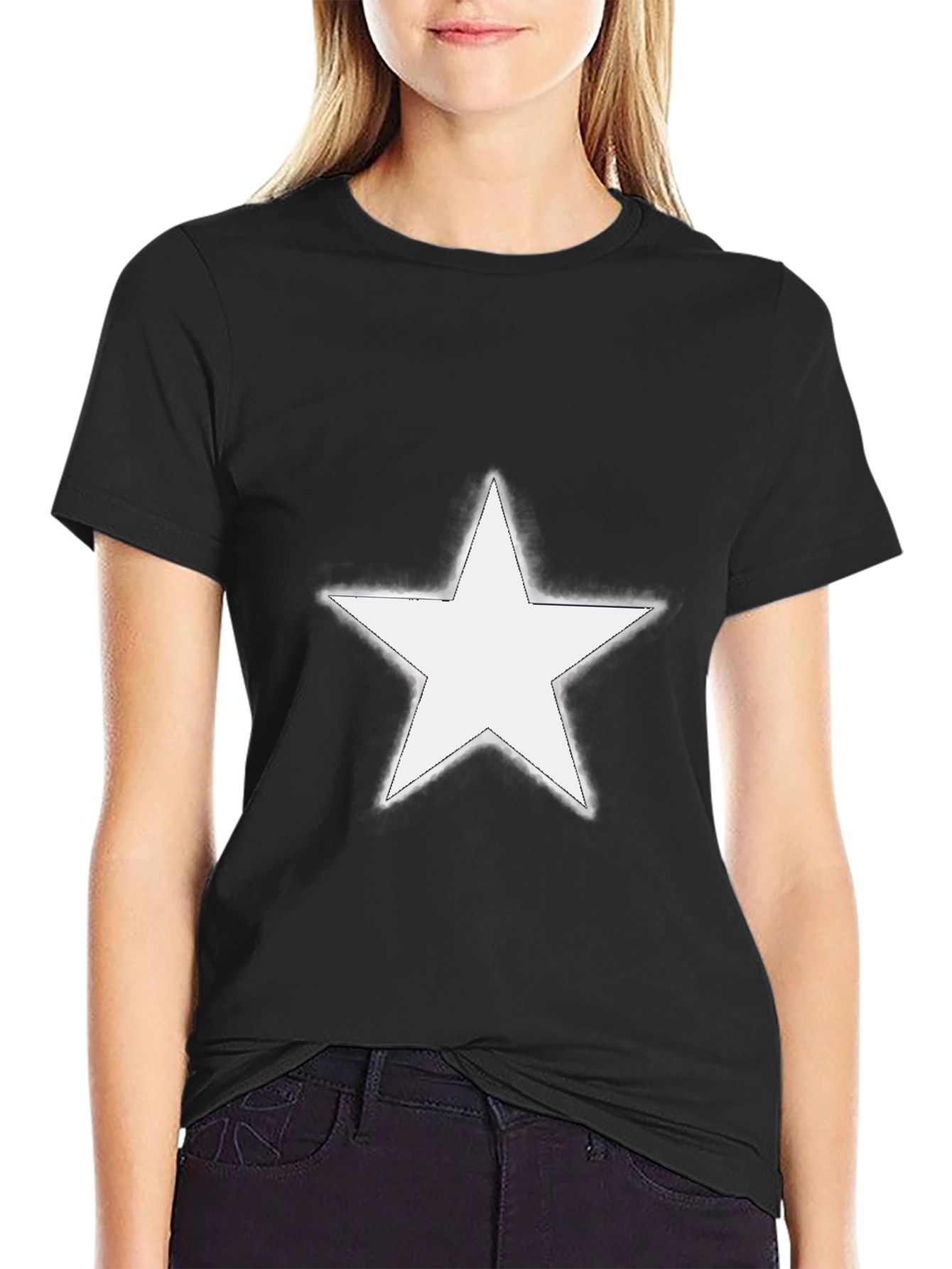 Black Star Graphic Tee - Men's Black Cotton T-Shirt view 2