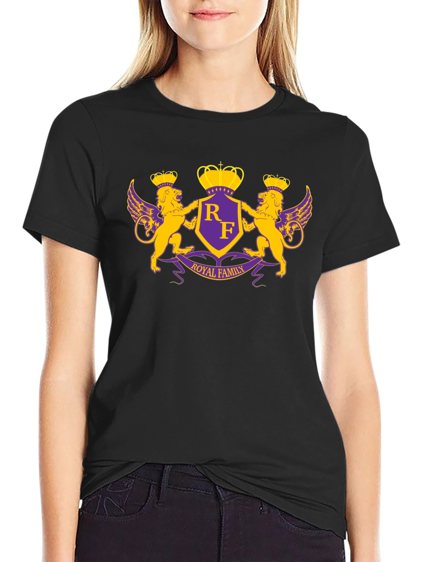 Black Royal Family Crest Graphic T-Shirt view 2