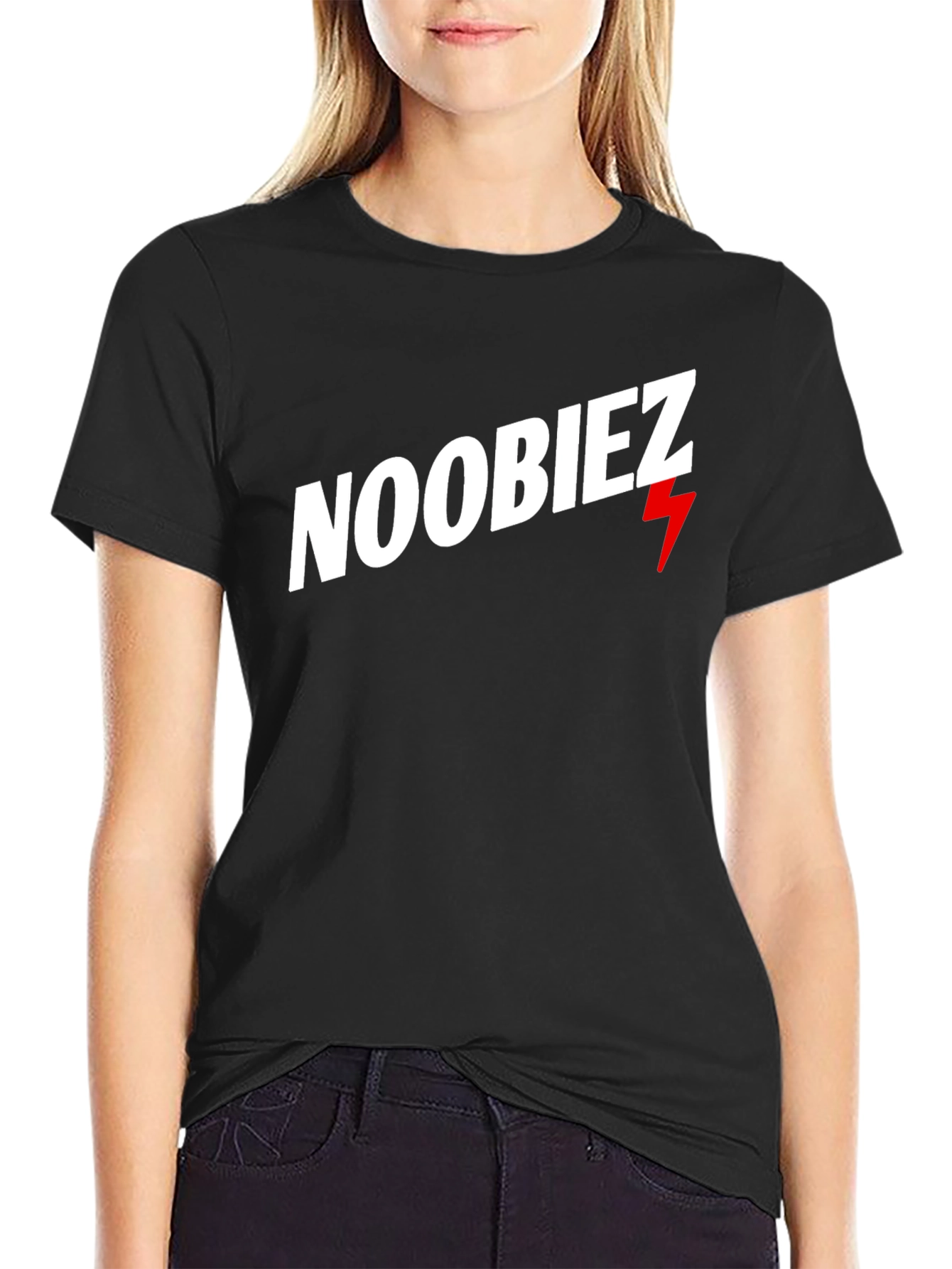 Black Noobiez Graphic Tee - Cool Casual Black T-Shirt view 2
