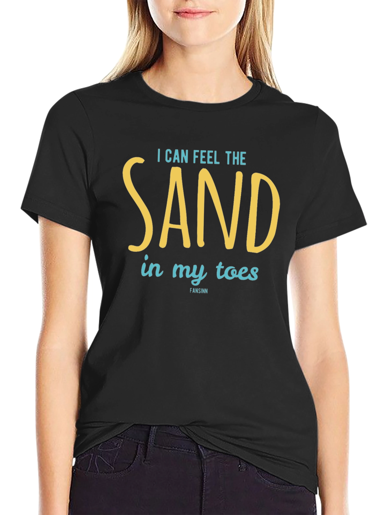 Black I Can Feel The Sand In My Toes Black T-Shirt view 2