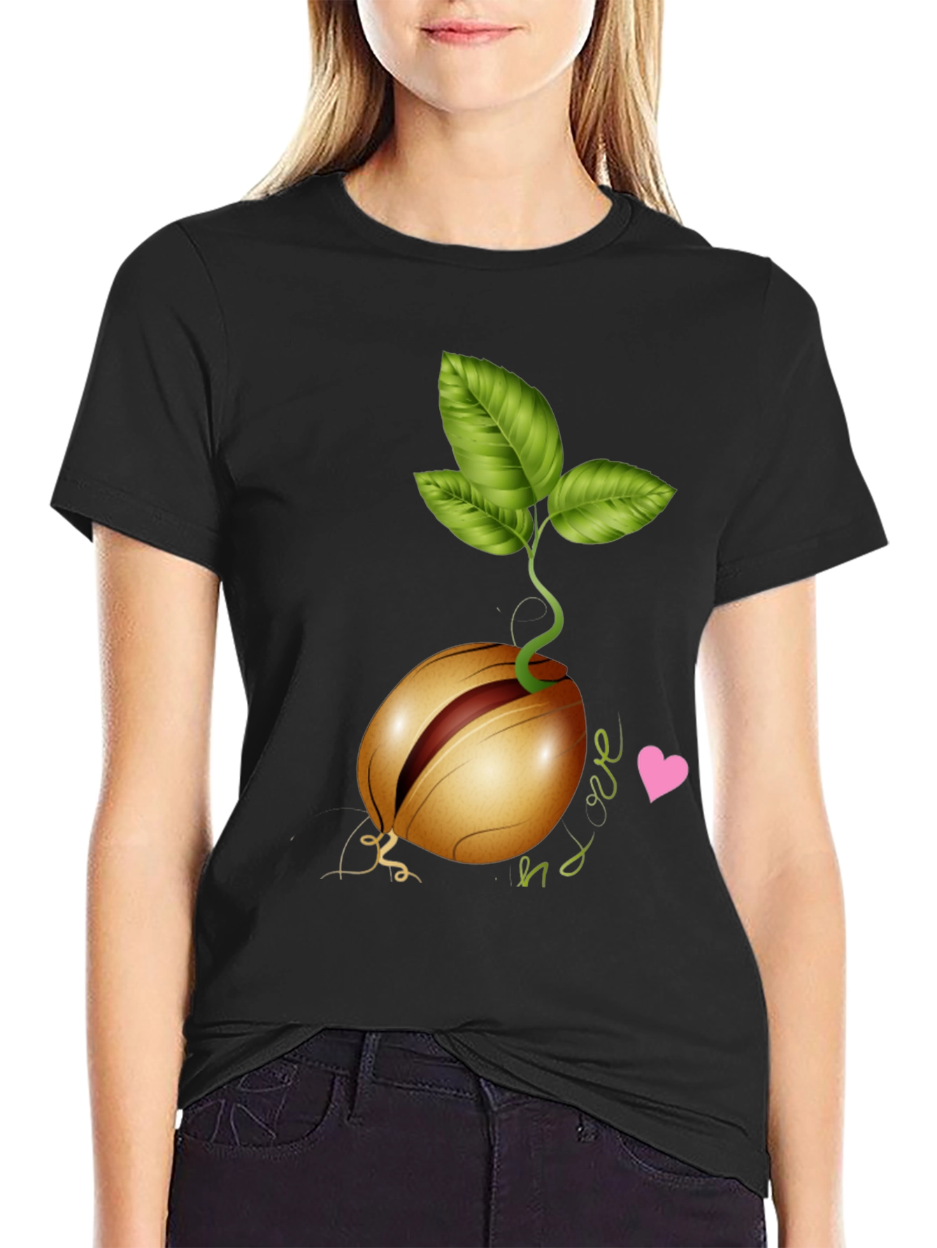 Black Sprouted Avocado Seed Graphic Tee - Love & Growth view 2