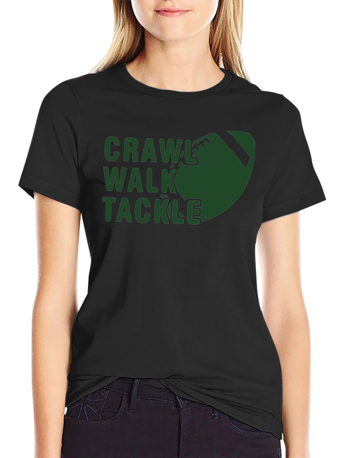 Black Crawl Walk Tackle Football T-Shirt view 2