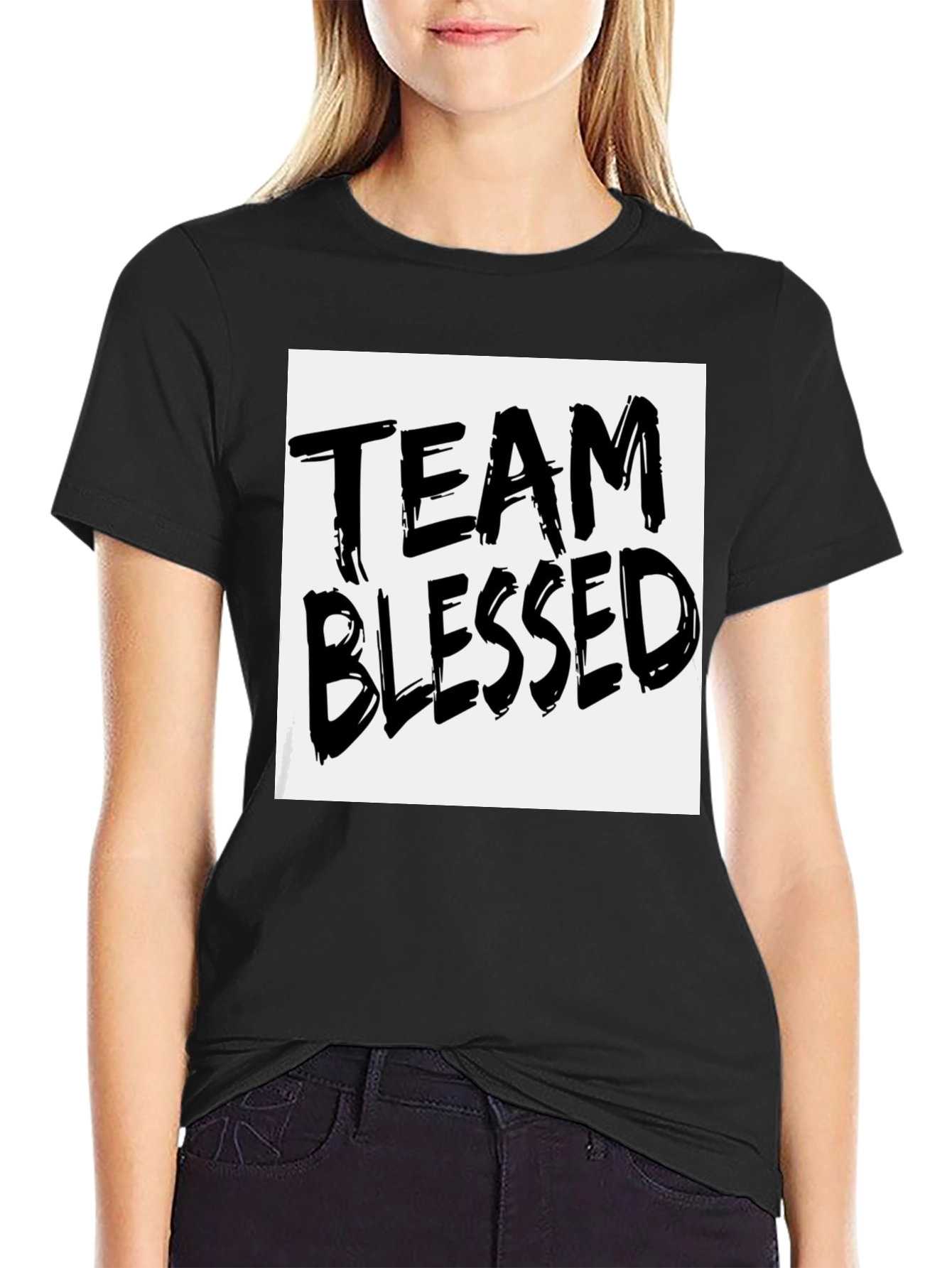 Black Team Blessed Graphic T-Shirt - Black view 2