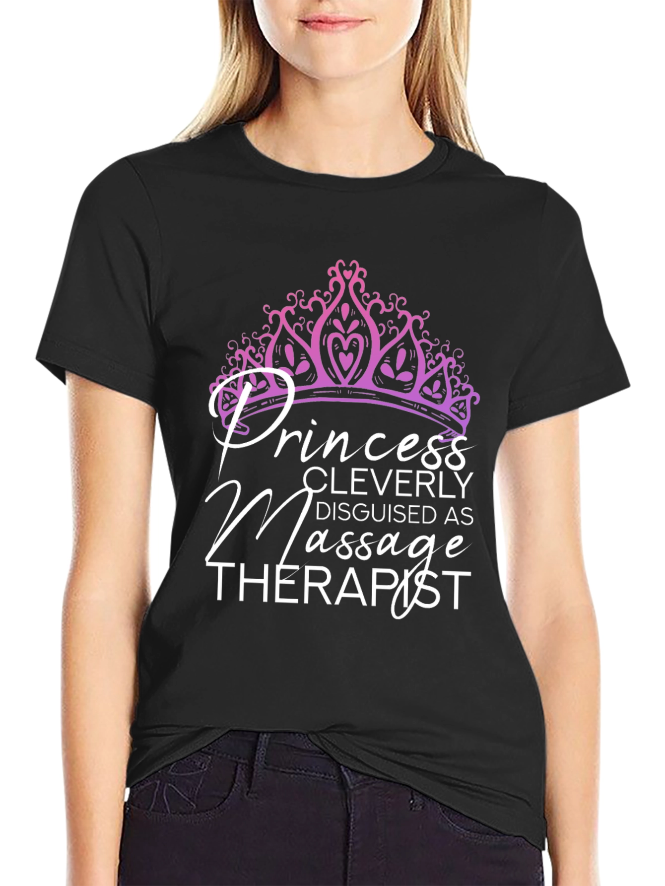 Black Princess Massage Therapist T-Shirt view 2