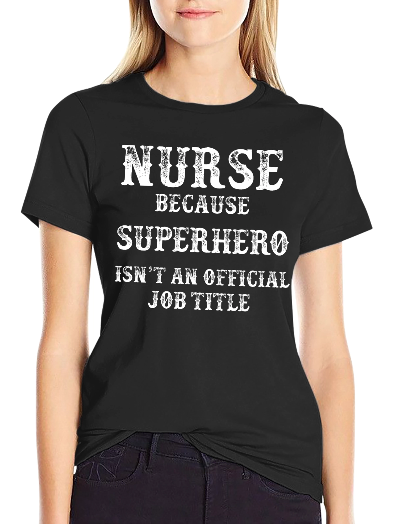 Black Nurse Superhero Job Title Graphic T-Shirt view 2