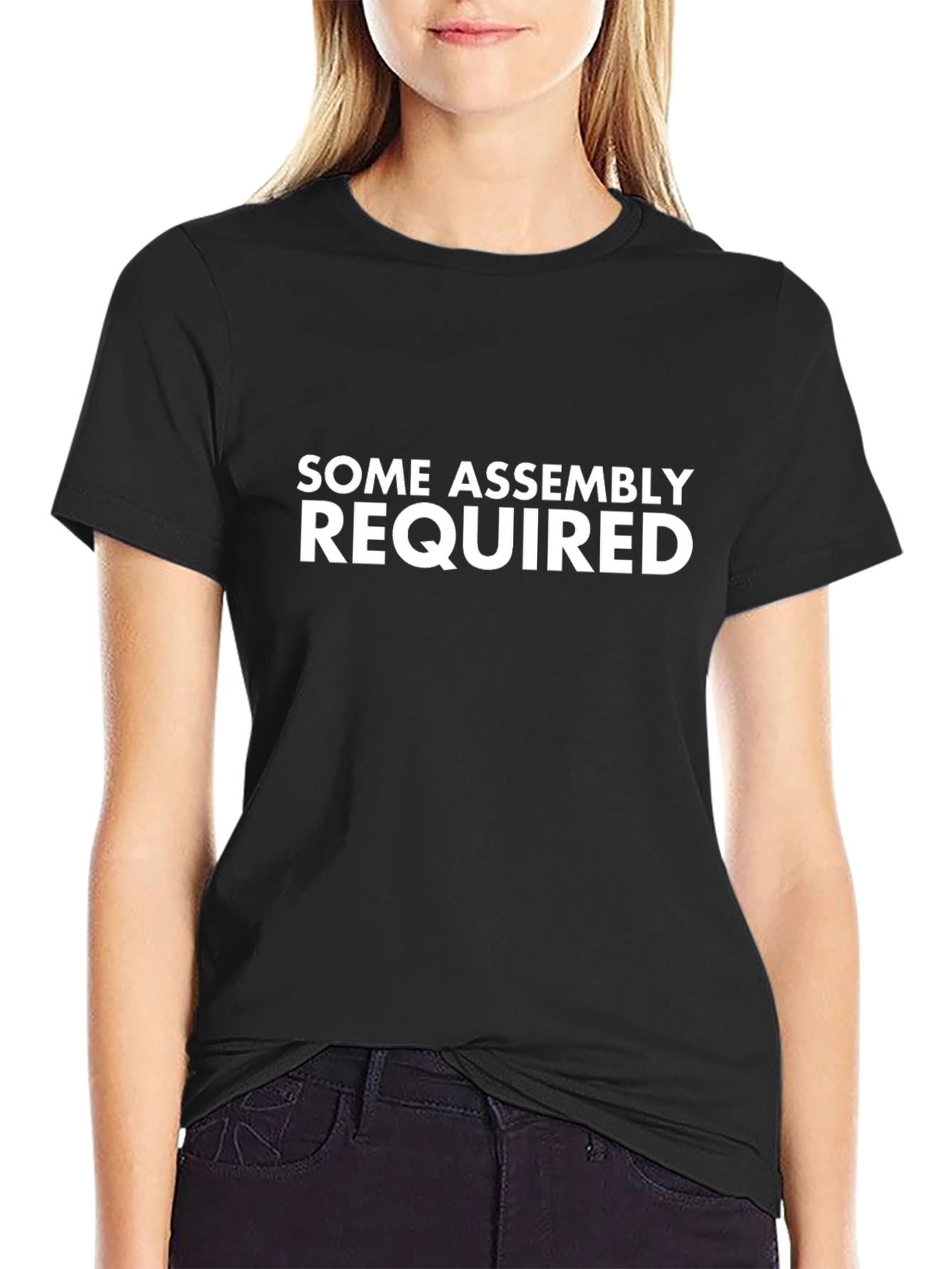 Black Some Assembly Required T-Shirt - Funny Sarcastic Tee view 2