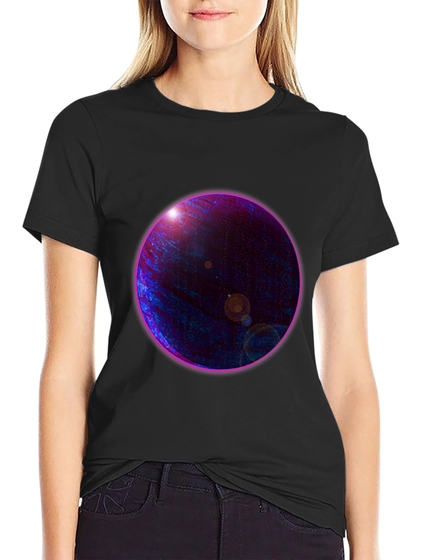 Black Cosmic Planet Graphic Tee view 2