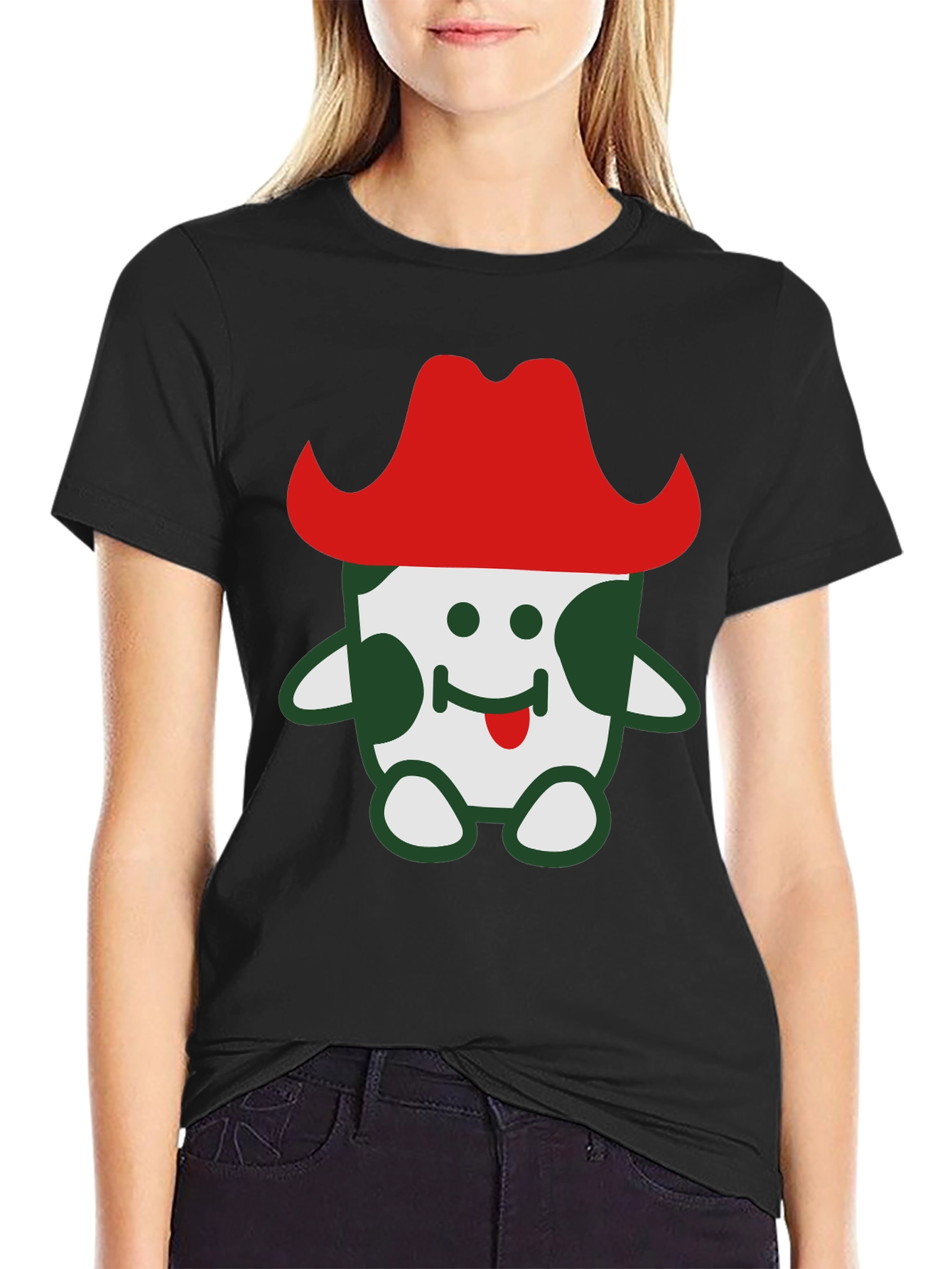 Black Fun Cartoon Cowpoke T-Shirt view 2