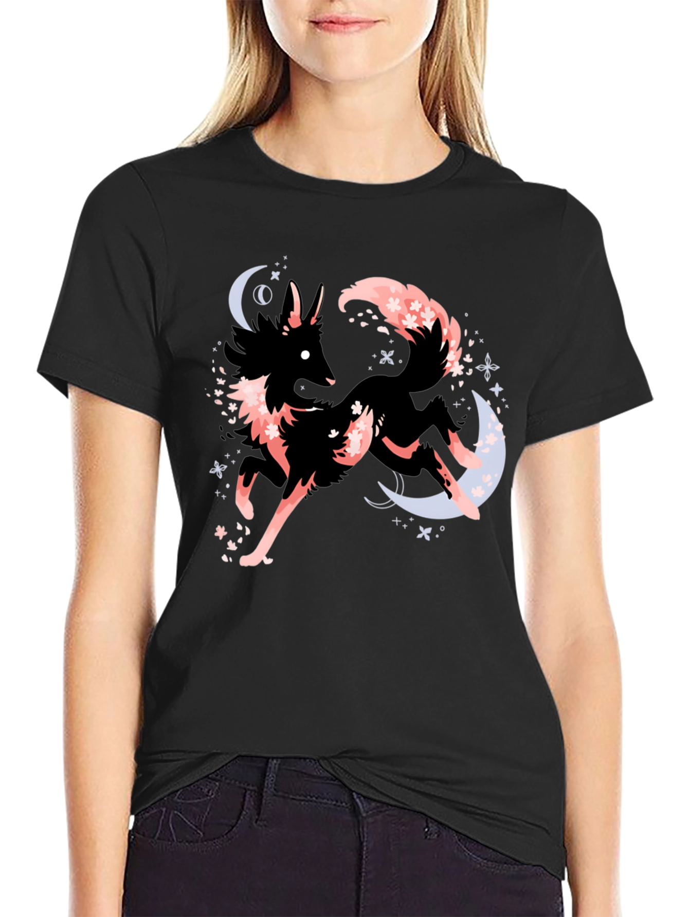 Black Mystic Fox Graphic Tee - Black view 2