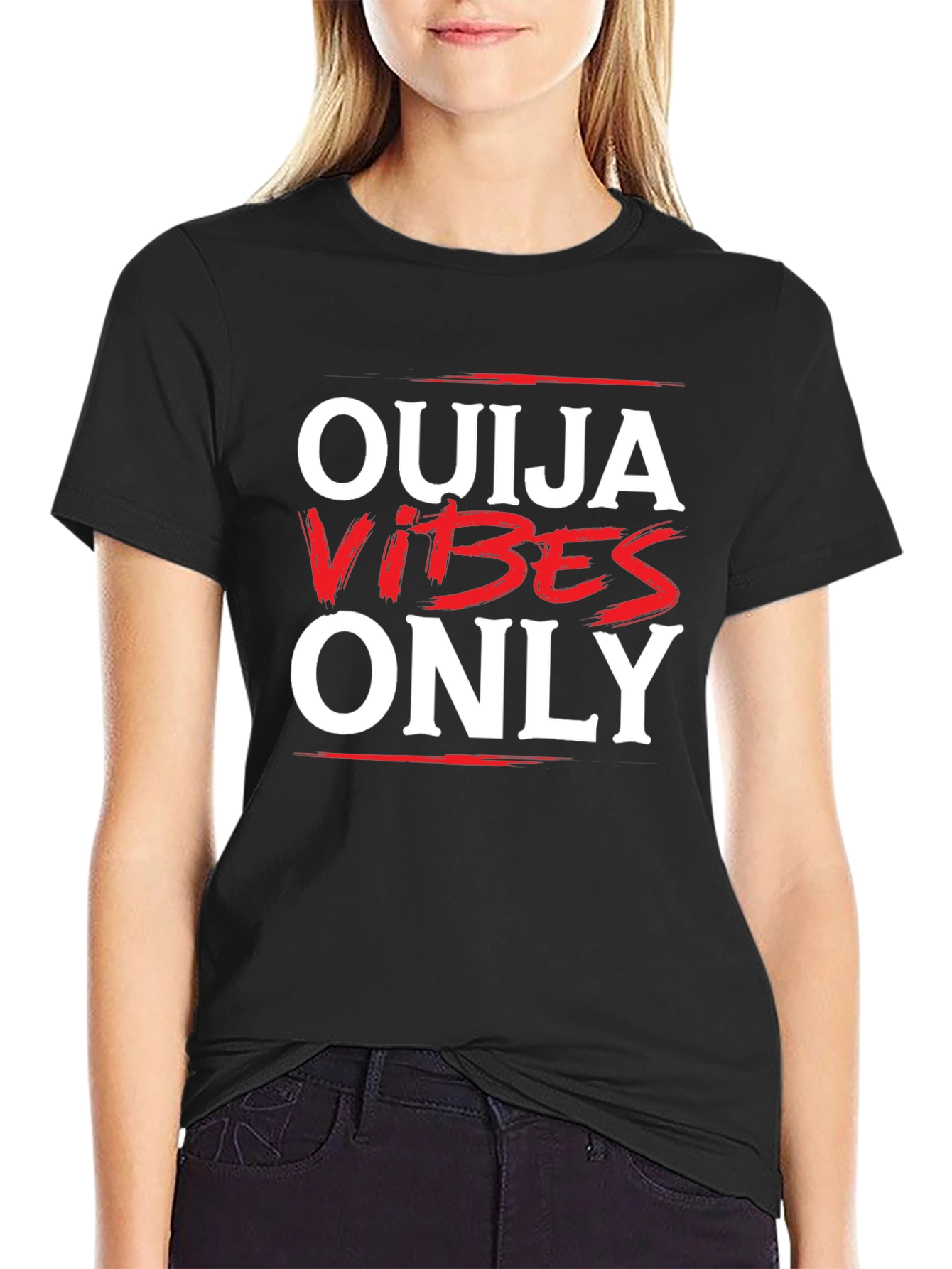 Black Ouija Vibes Only Graphic Tee - Soft Cotton view 2