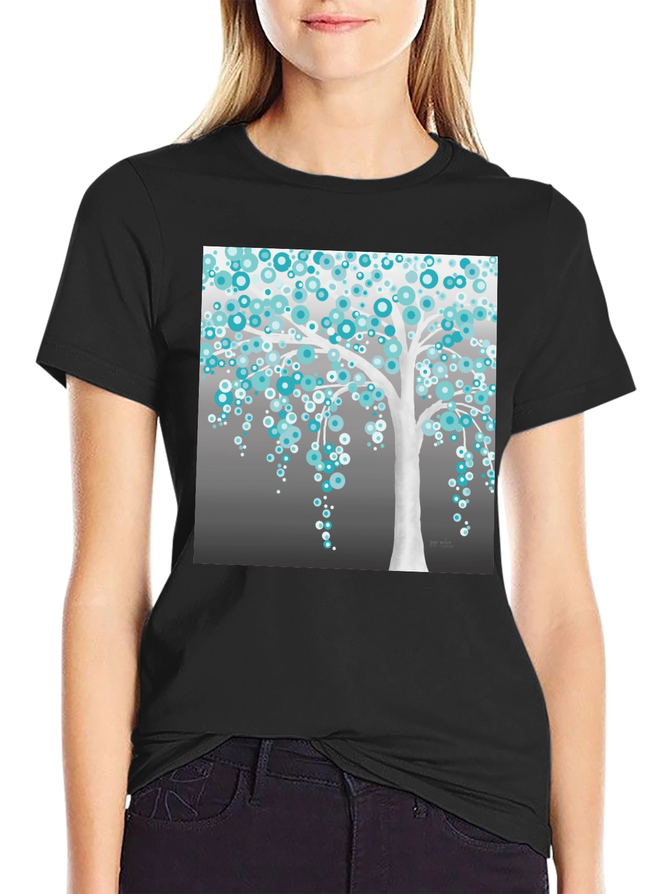 Black Artsy Tree Graphic Tee view 2