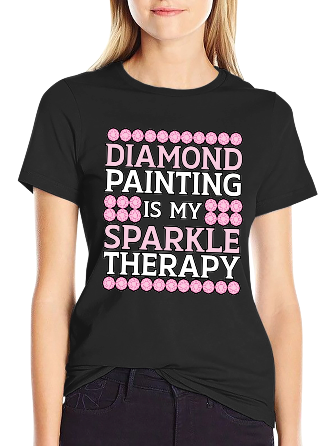 Black Diamond Painting Sparkle Therapy T-Shirt view 2