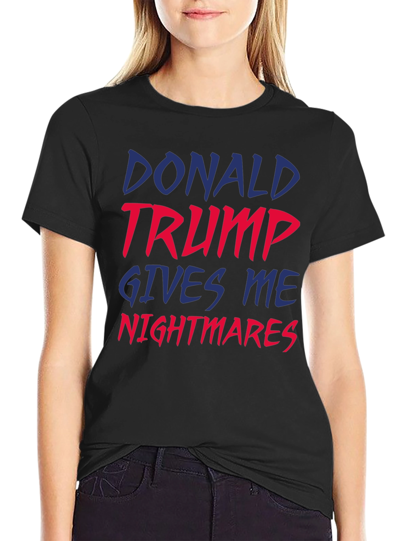 Black Donald Trump Nightmares Graphic Tee - Unisex Black T-Shirt view 2