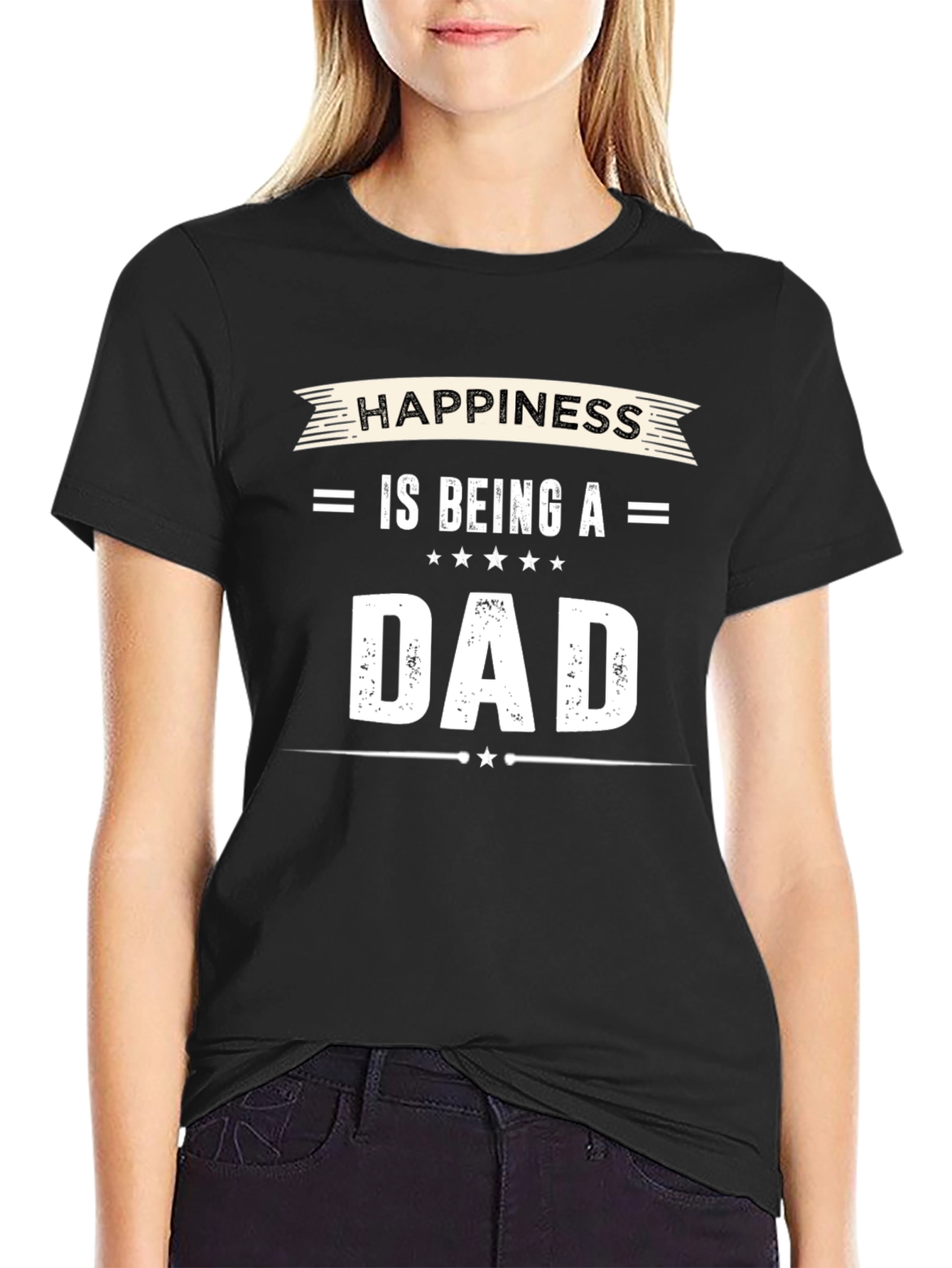 Black Happiness is Being A Dad - Men's Black T-Shirt view 2
